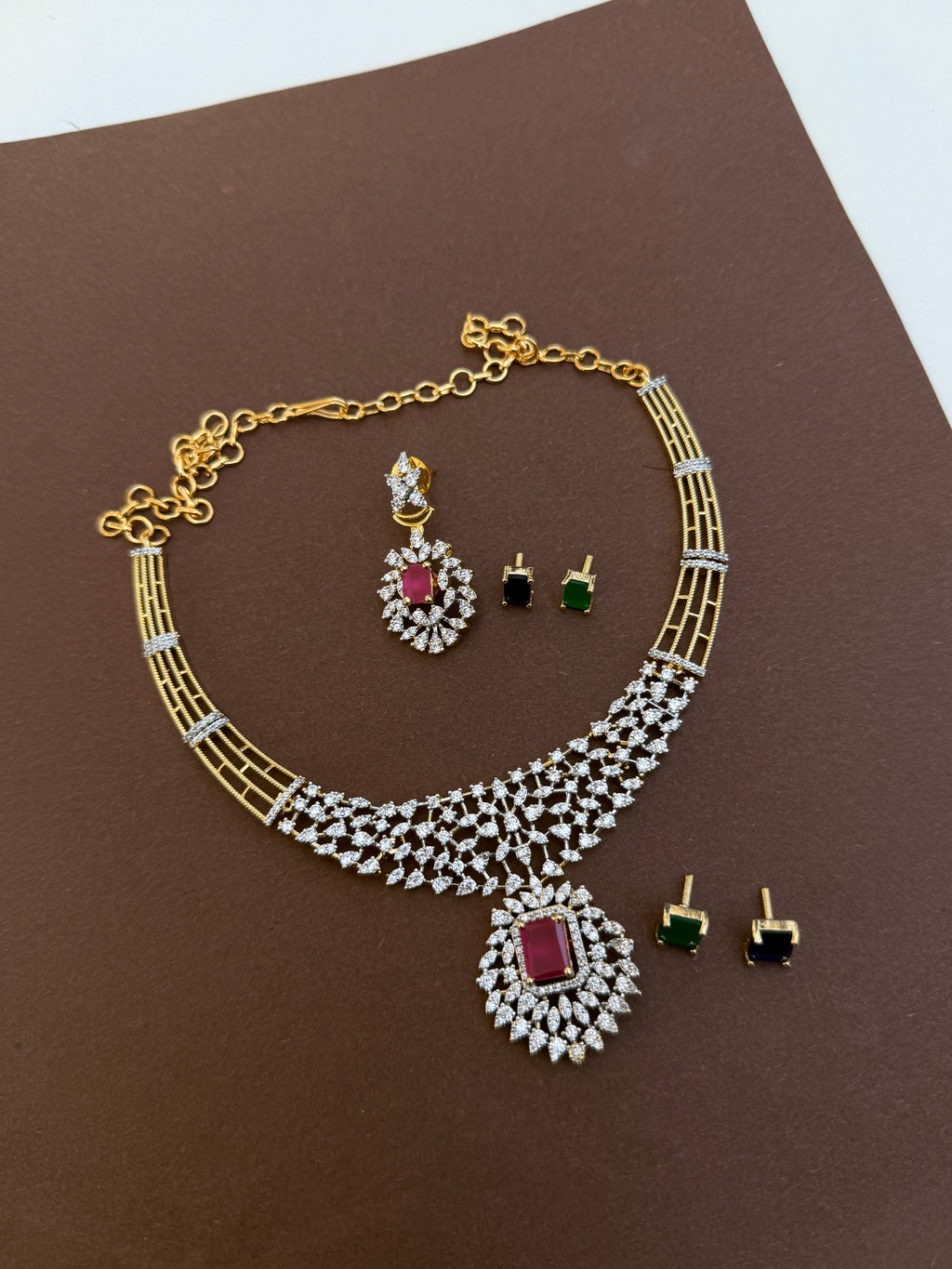 Ns745 diamond finishing changable neckset in 3 colours