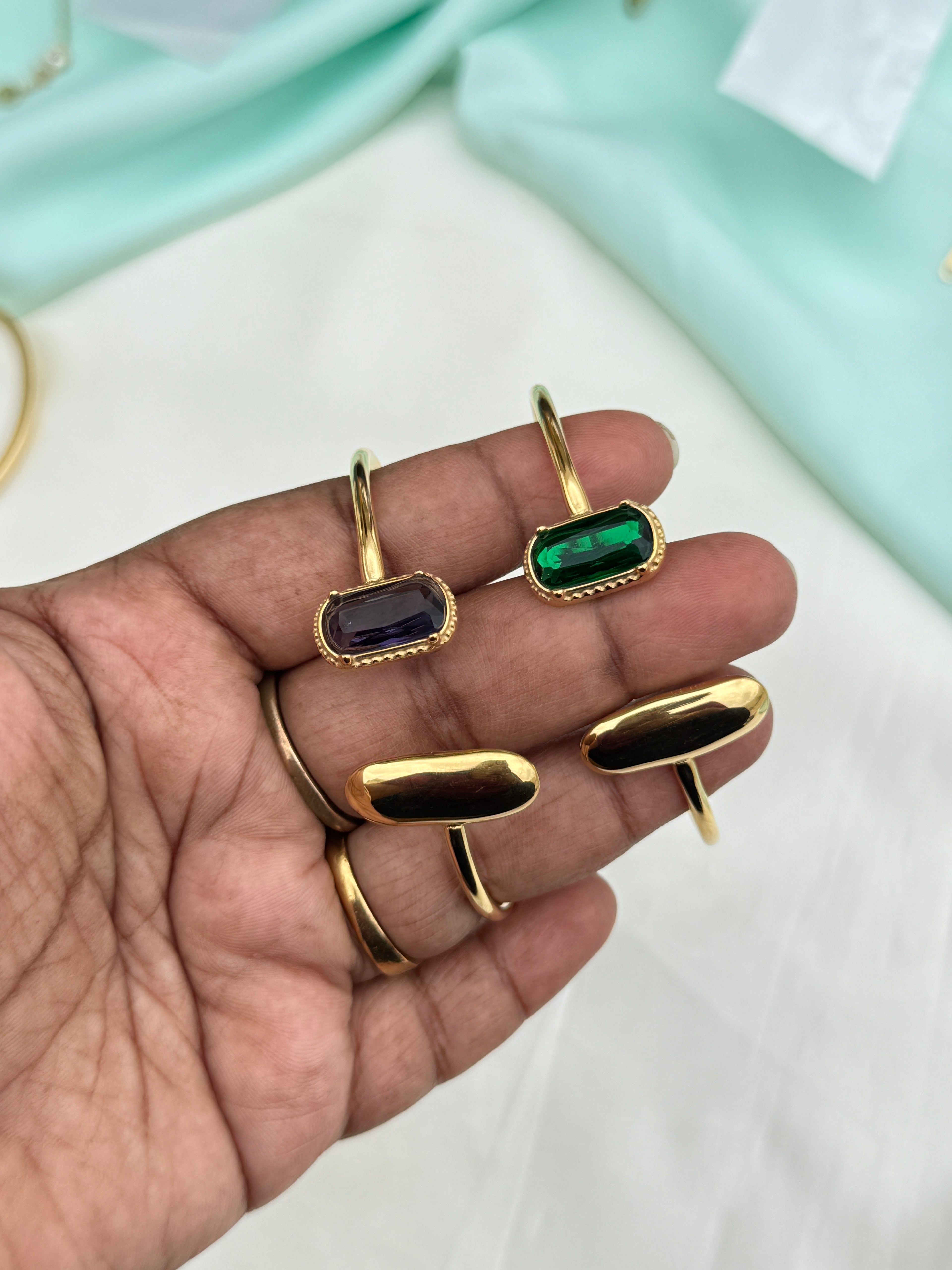 Ab587 anti tarnish ovel stone 2:4 to 2:6 size opeanable kada bracelet