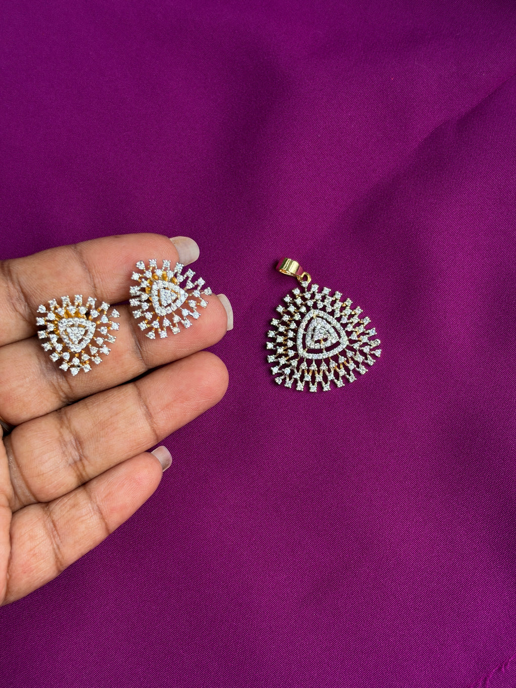 L058 diamond pendant with back push studs