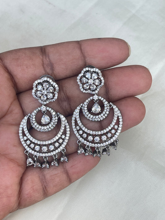 Zircon chandbali earrings