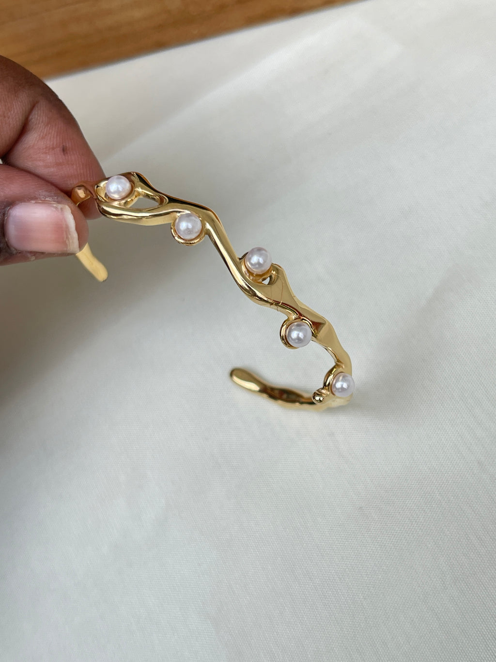 5 pearls gold bracelet