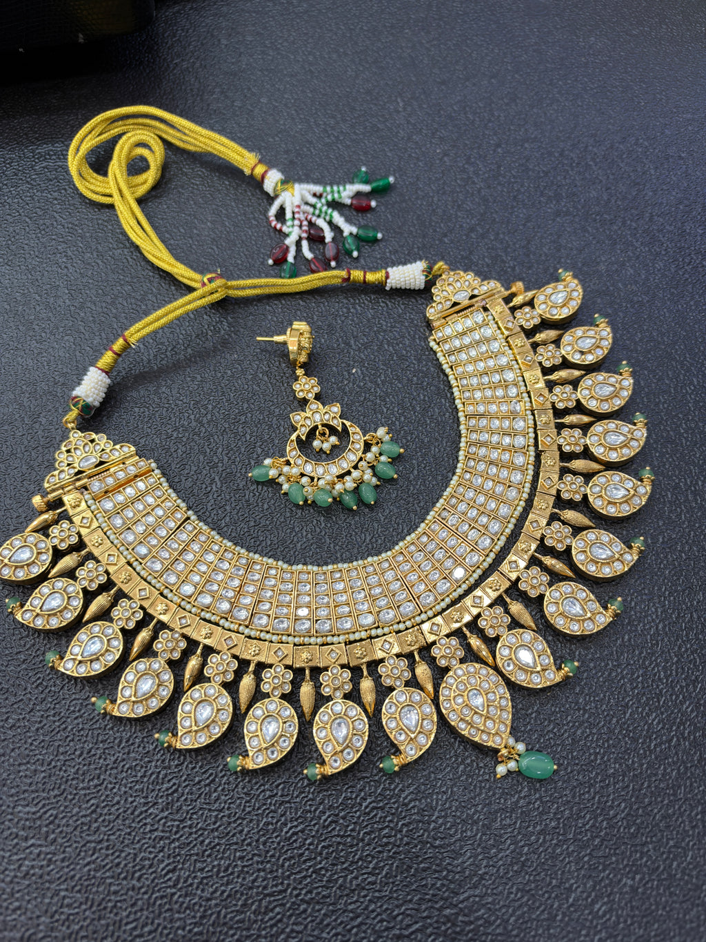 Ns4001 jadau kundan gold replica heavy neckset can be used in 19 ways