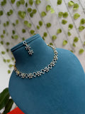Celestial Bloom Diamond finish Neckset with flower design earrings ns294
