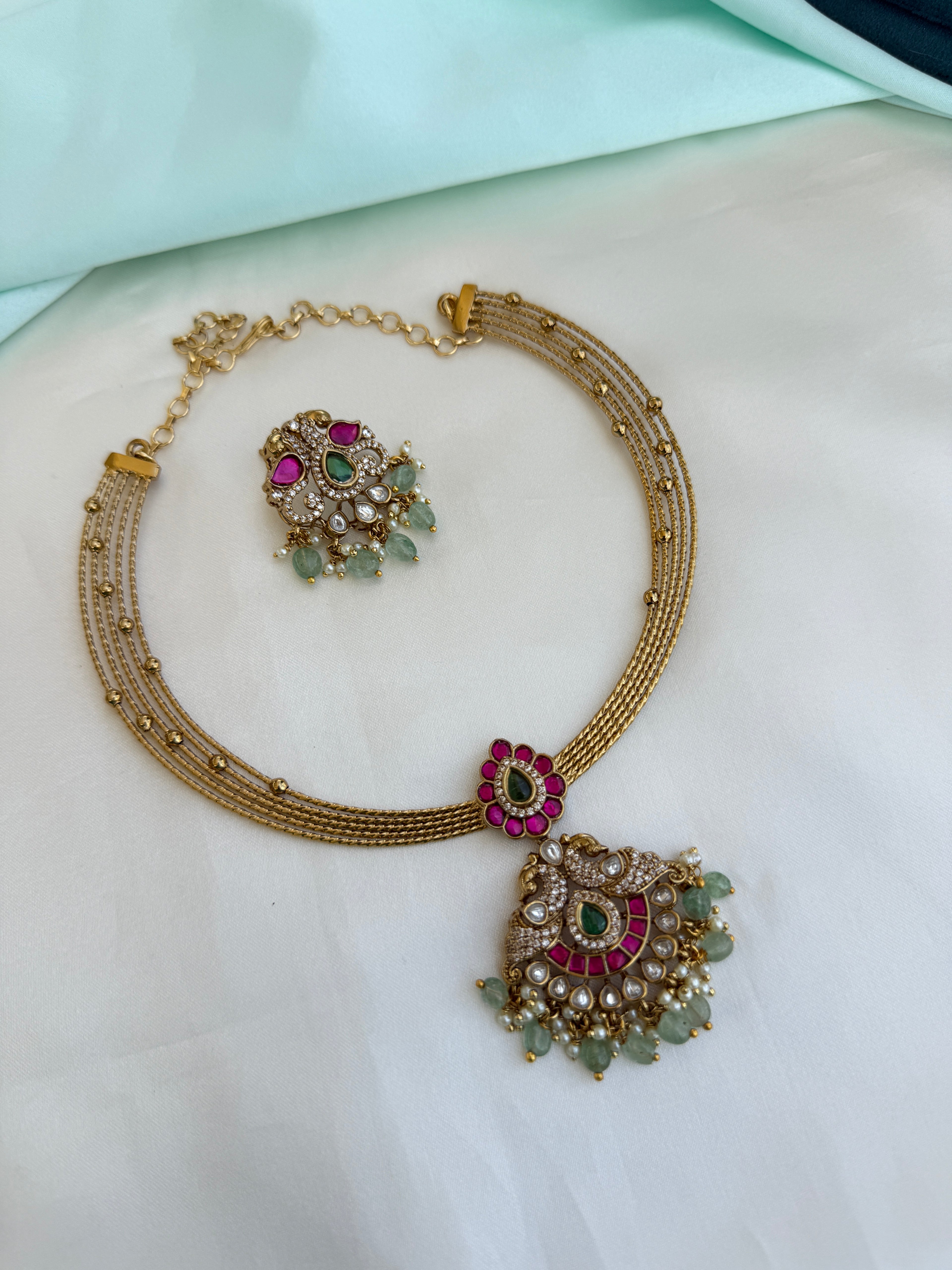 Choker Kundan neckset with floral earrings ns277