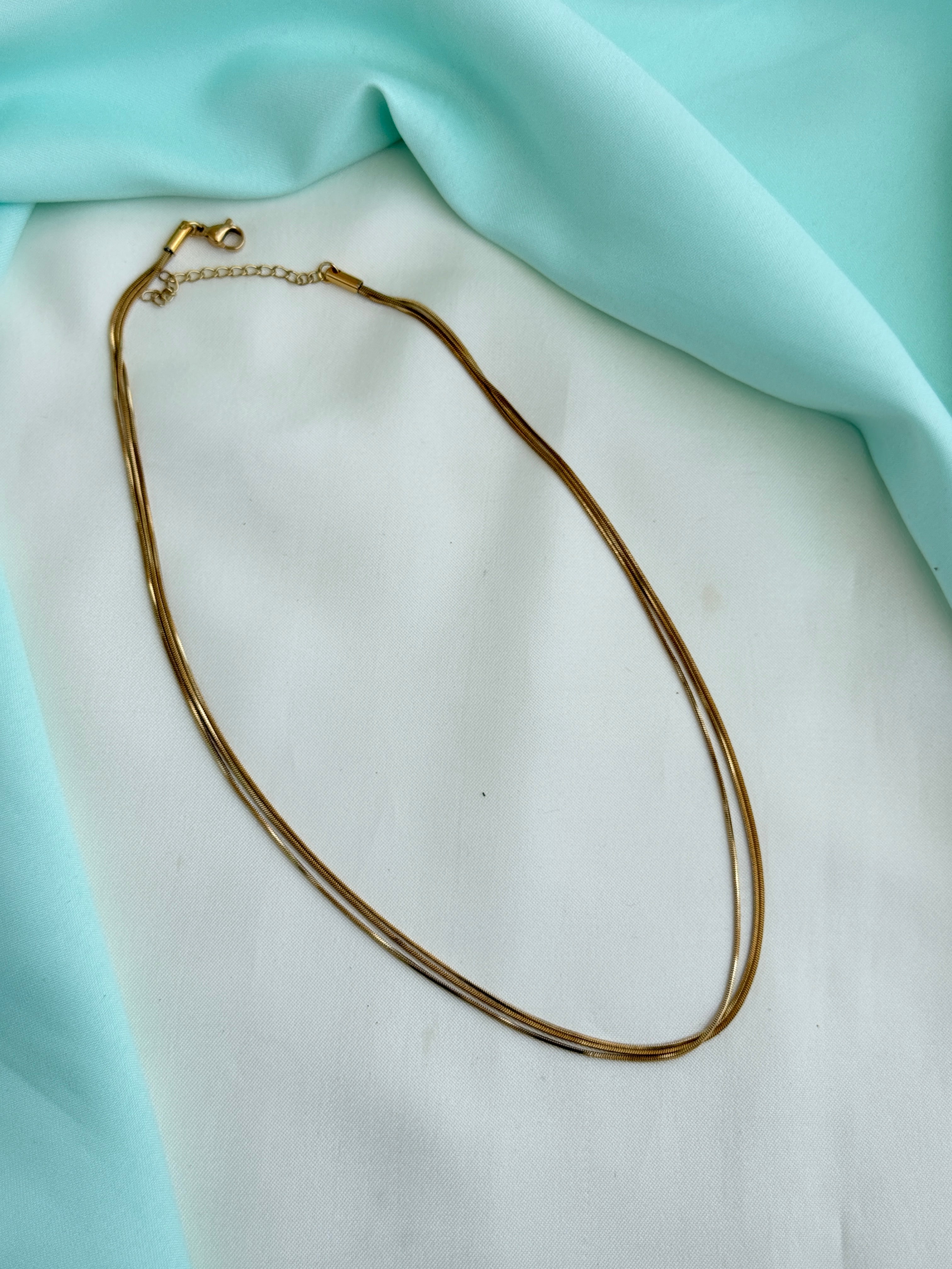 Dc062 anti tarnish plain 3 layer's 18inches adjustable daily wear chain
