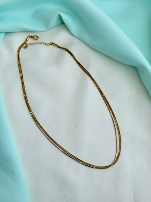 Dc062 anti tarnish plain 3 layer's 18inches adjustable daily wear chain