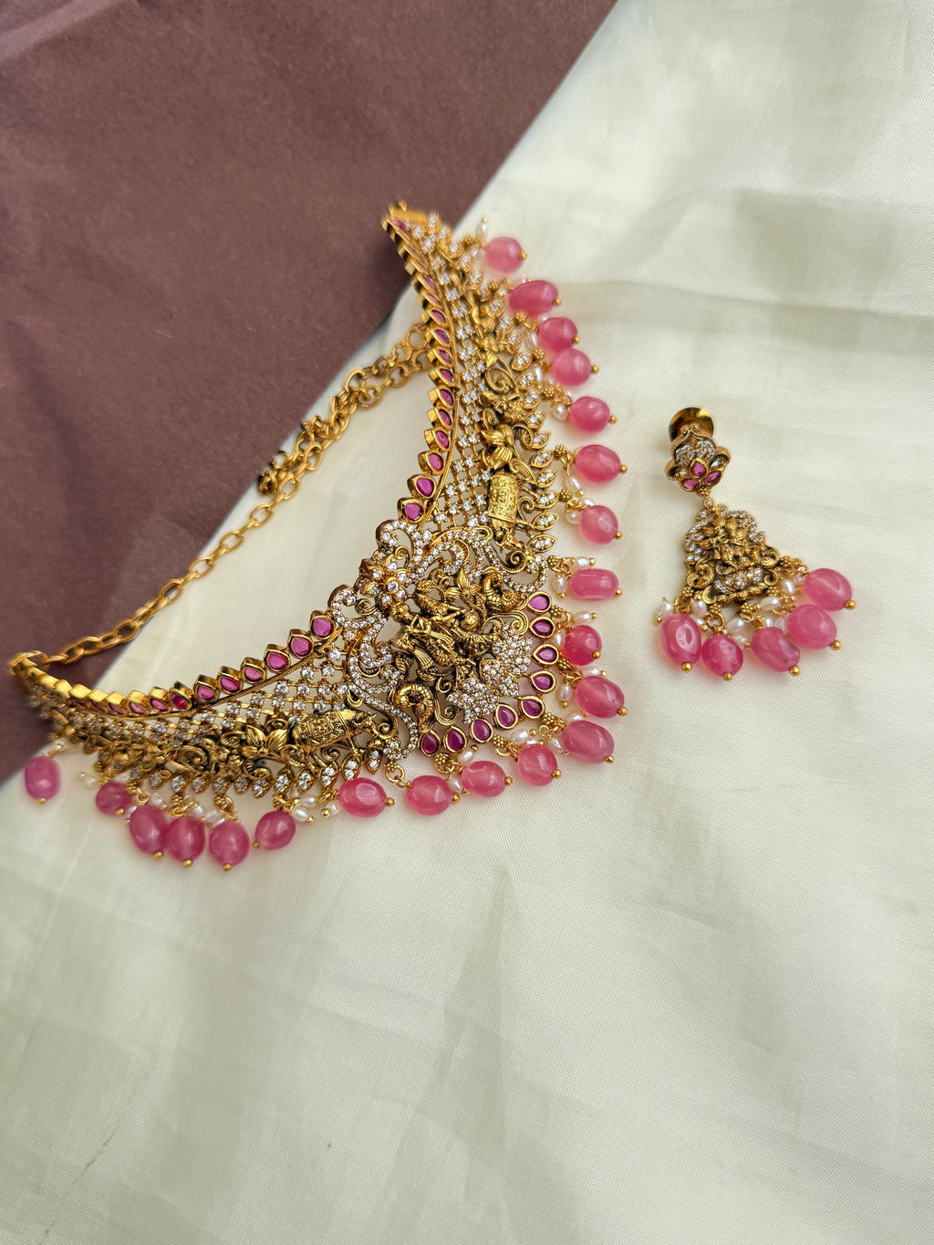 Ch014 lord Krishna and cows choker with earrings
