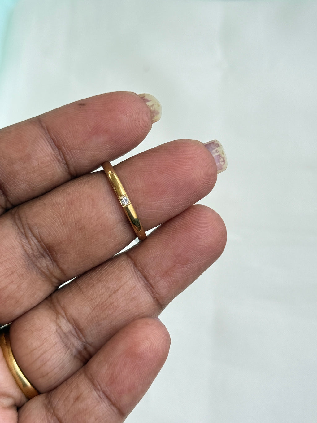 Rg082 anti tarnish single stone finger rings
