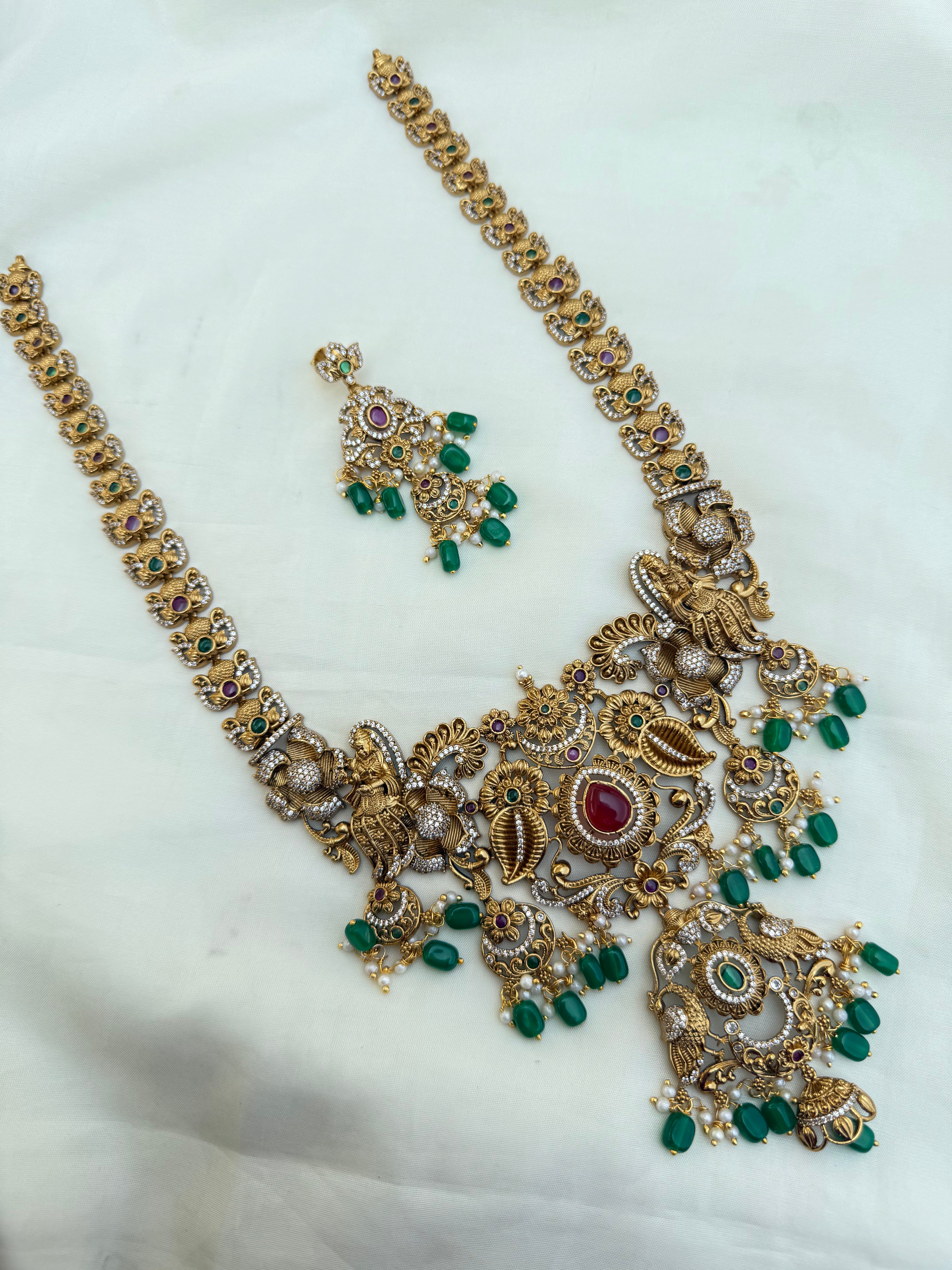 Lh202 long heavy haram with green beads