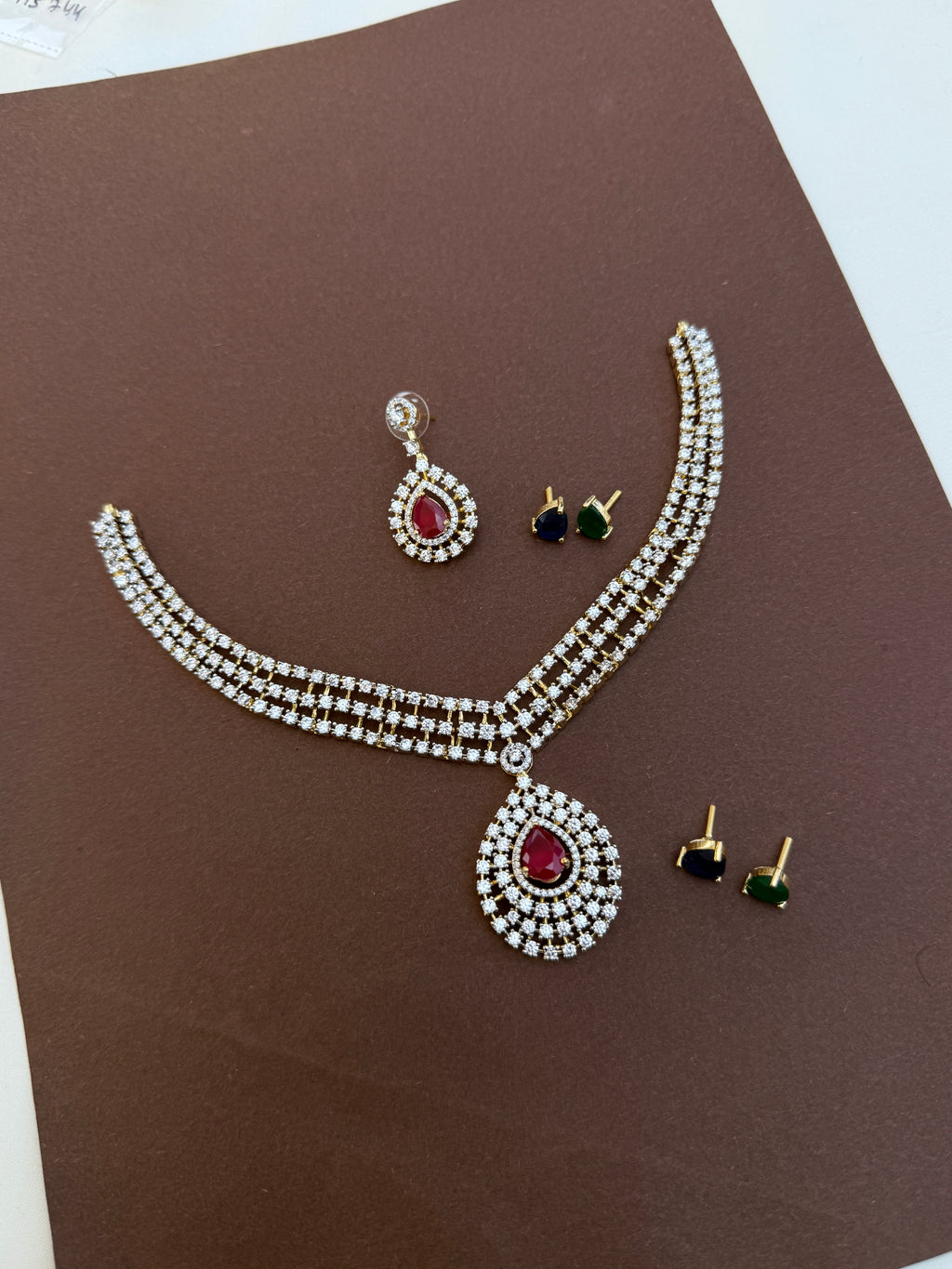 Ns746 diamond finish changeable neckset  3 colours