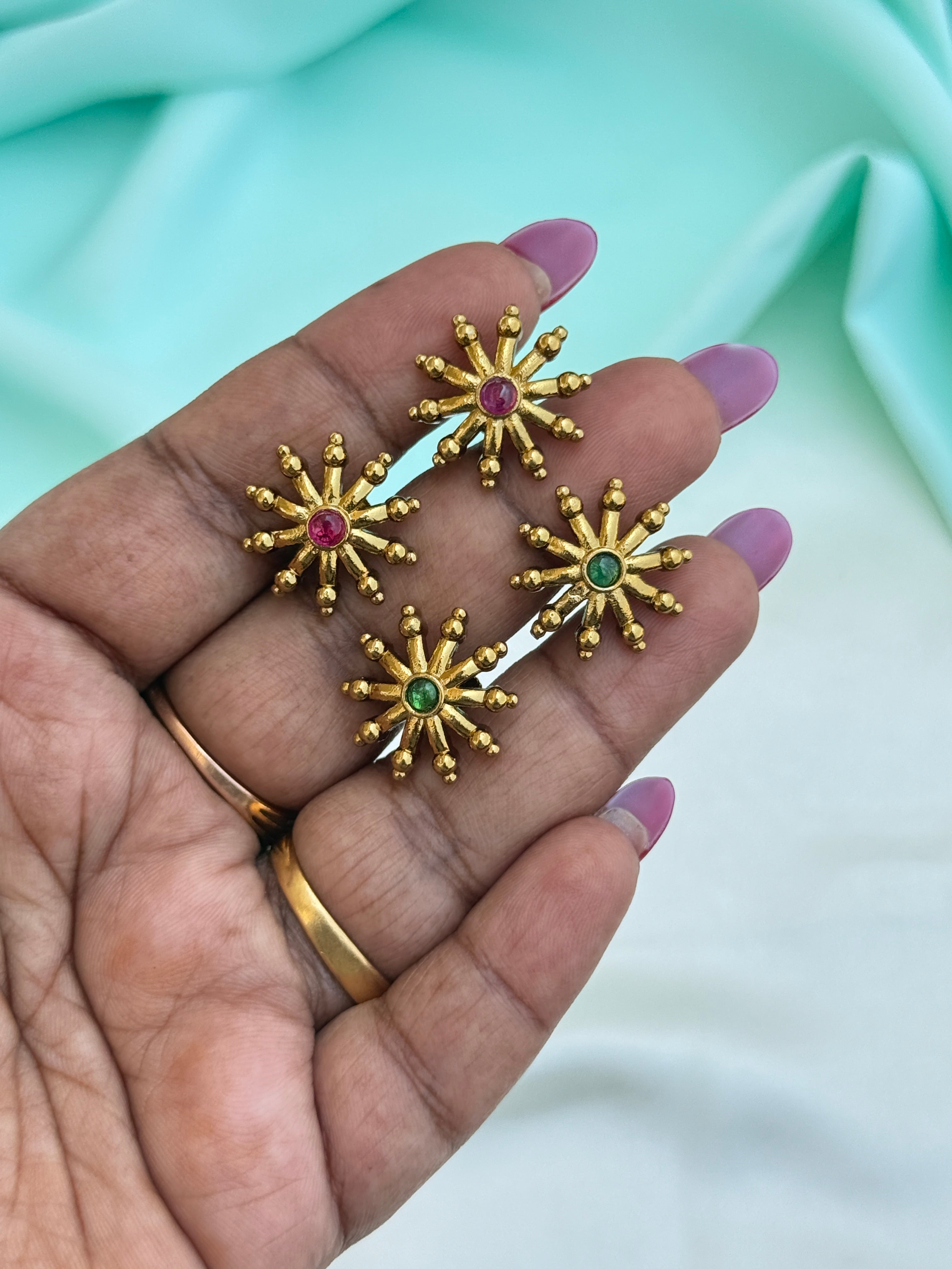 St036 flower studs with back screw earrings