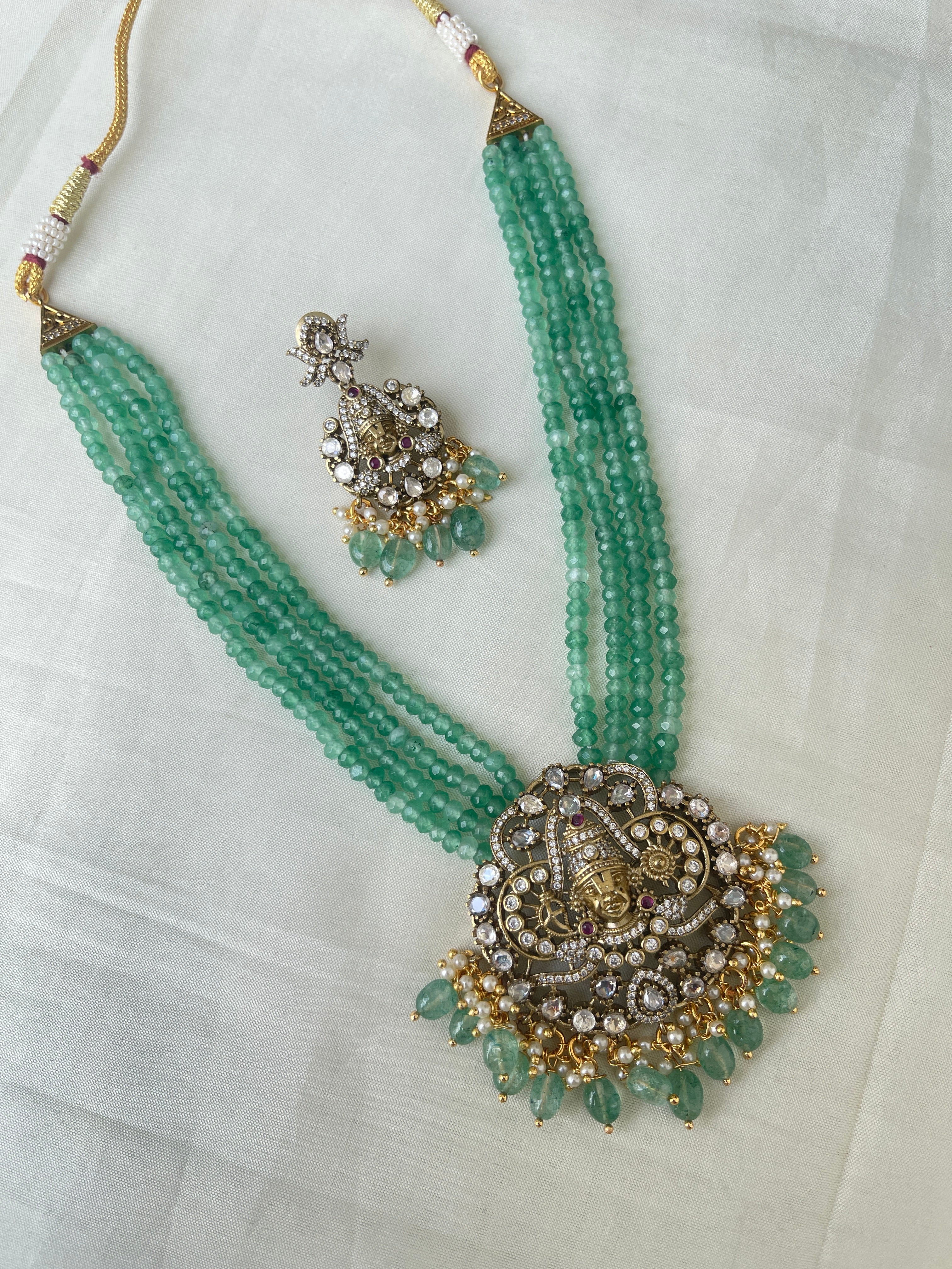 Lord venkateshwara pendant with 4 lines beads Ns1515