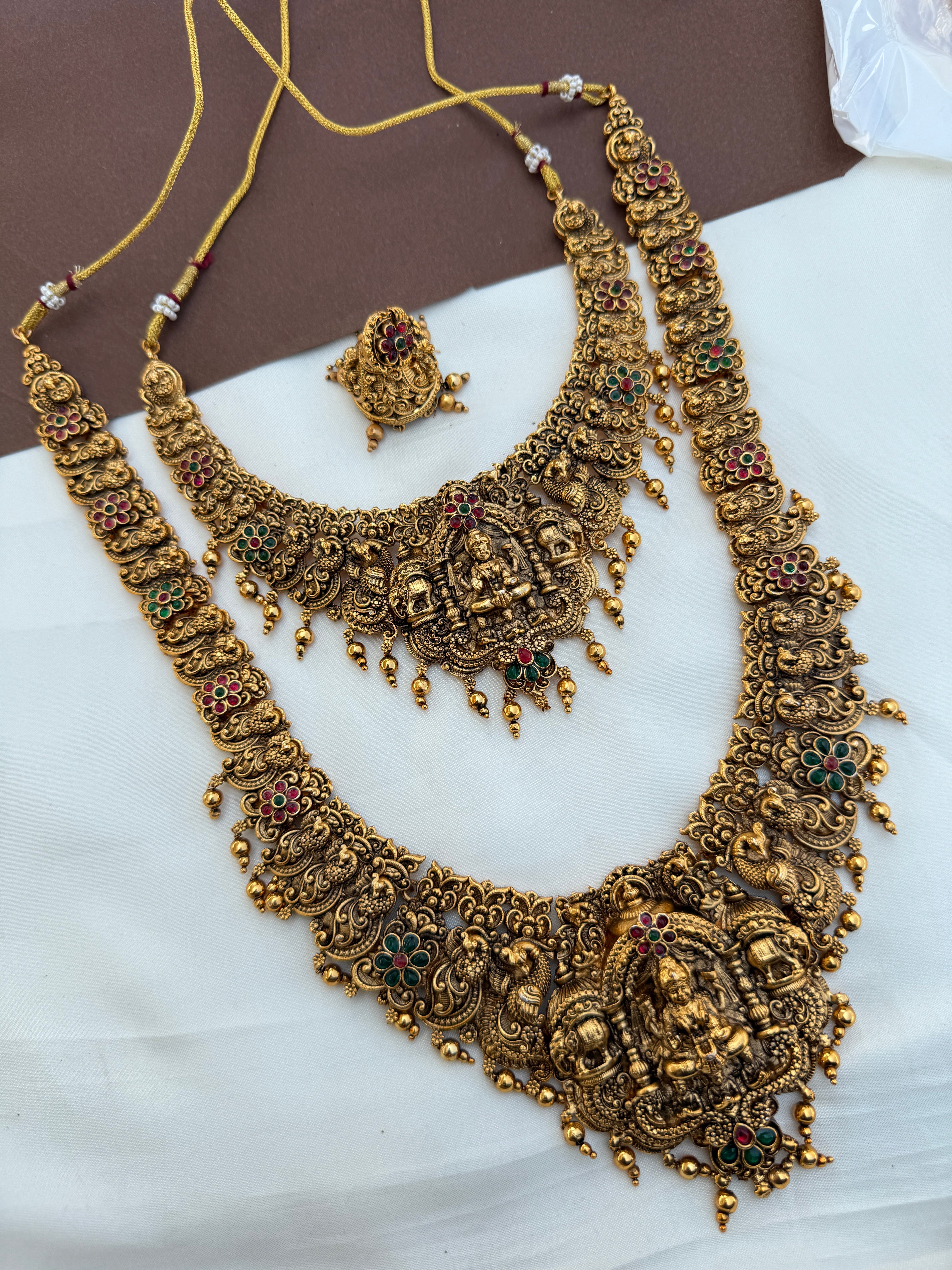 Bs241  lakshmi devi ealephant bridal set with gold balls