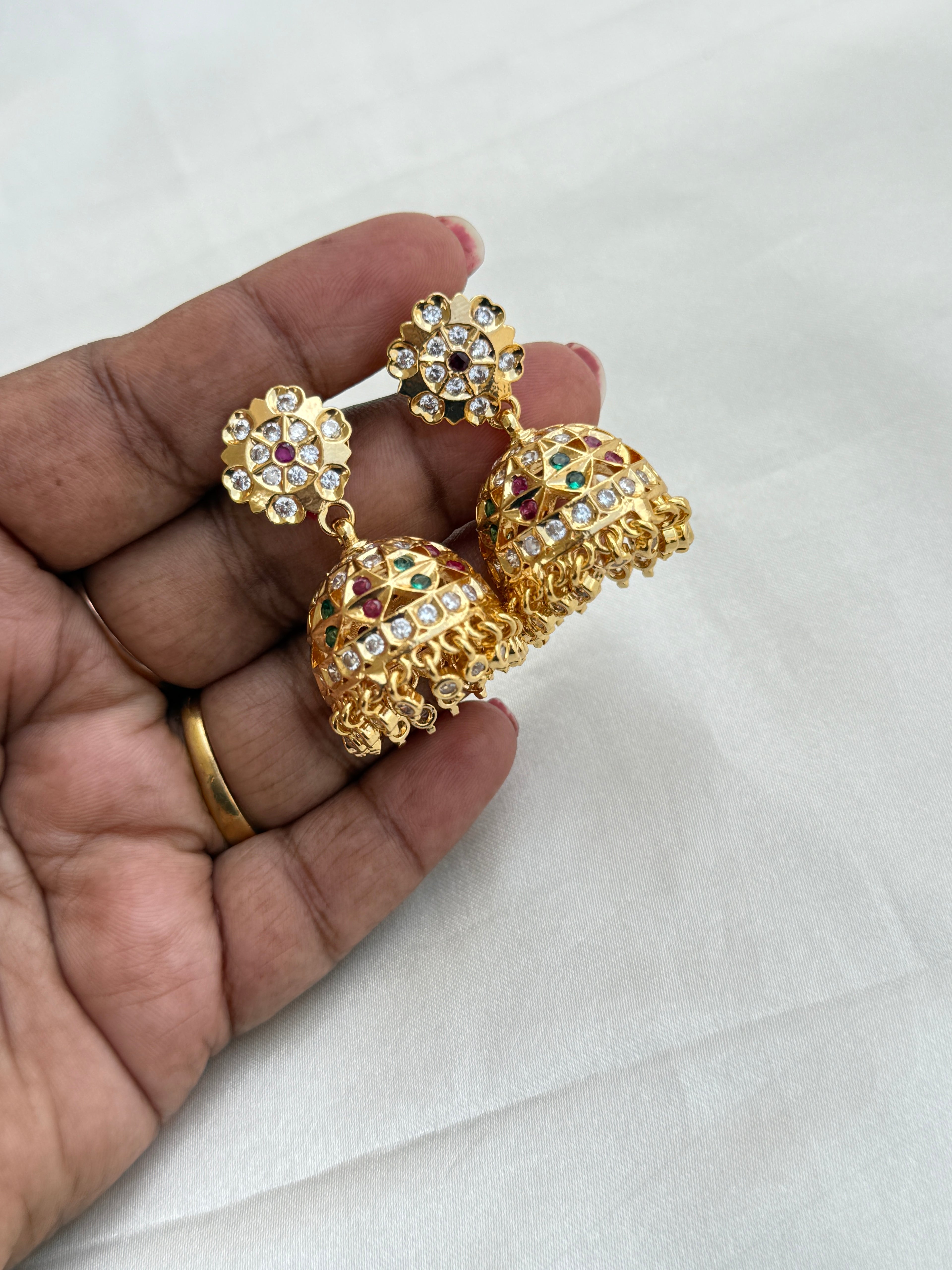 Panchaloham flower back crew butta earrings ph806