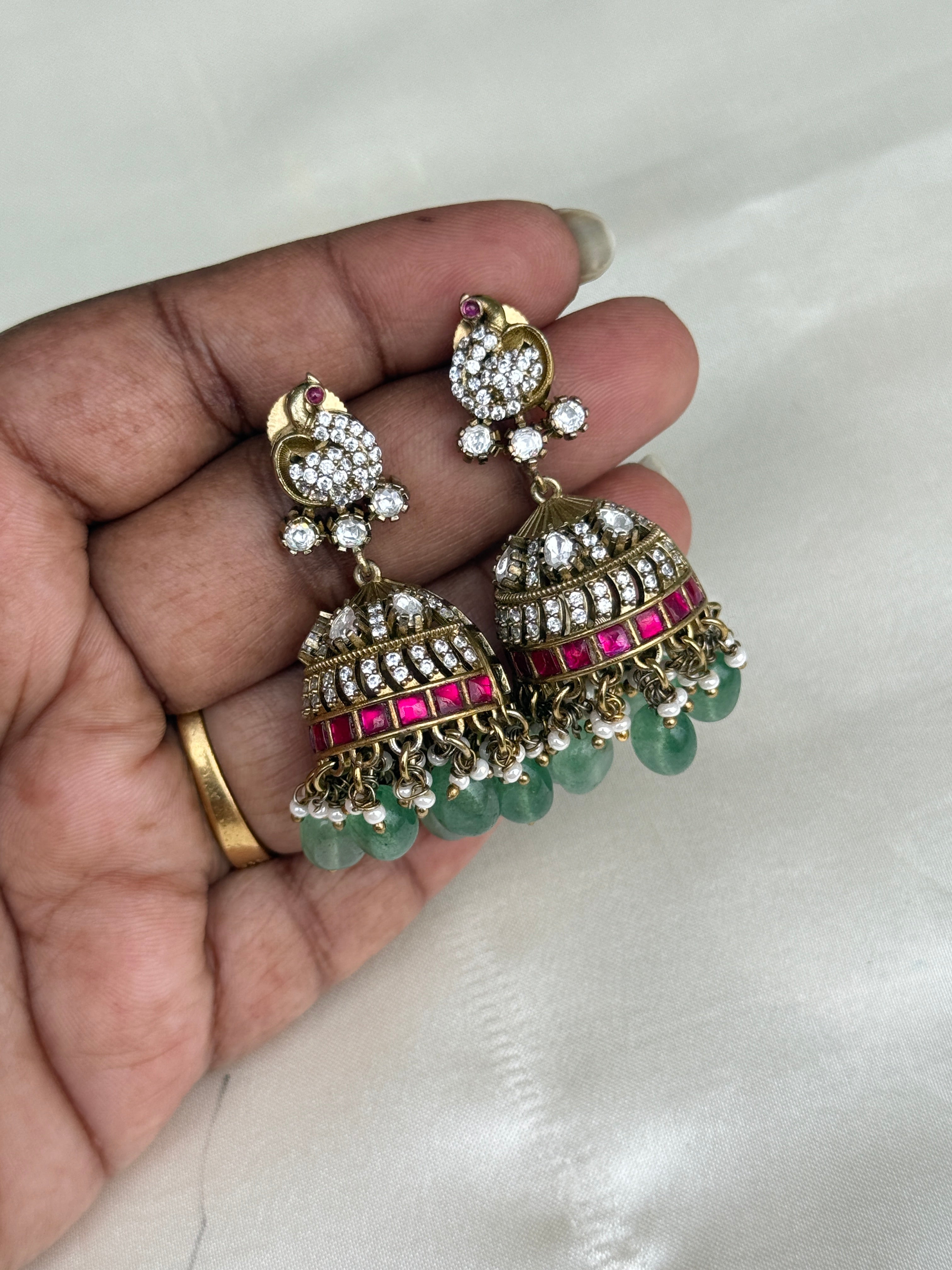 Er120 jadau Kundan moissanite butta Earrings