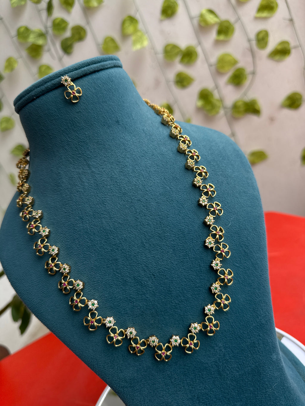 Lh601  flower design long neckset with earrings