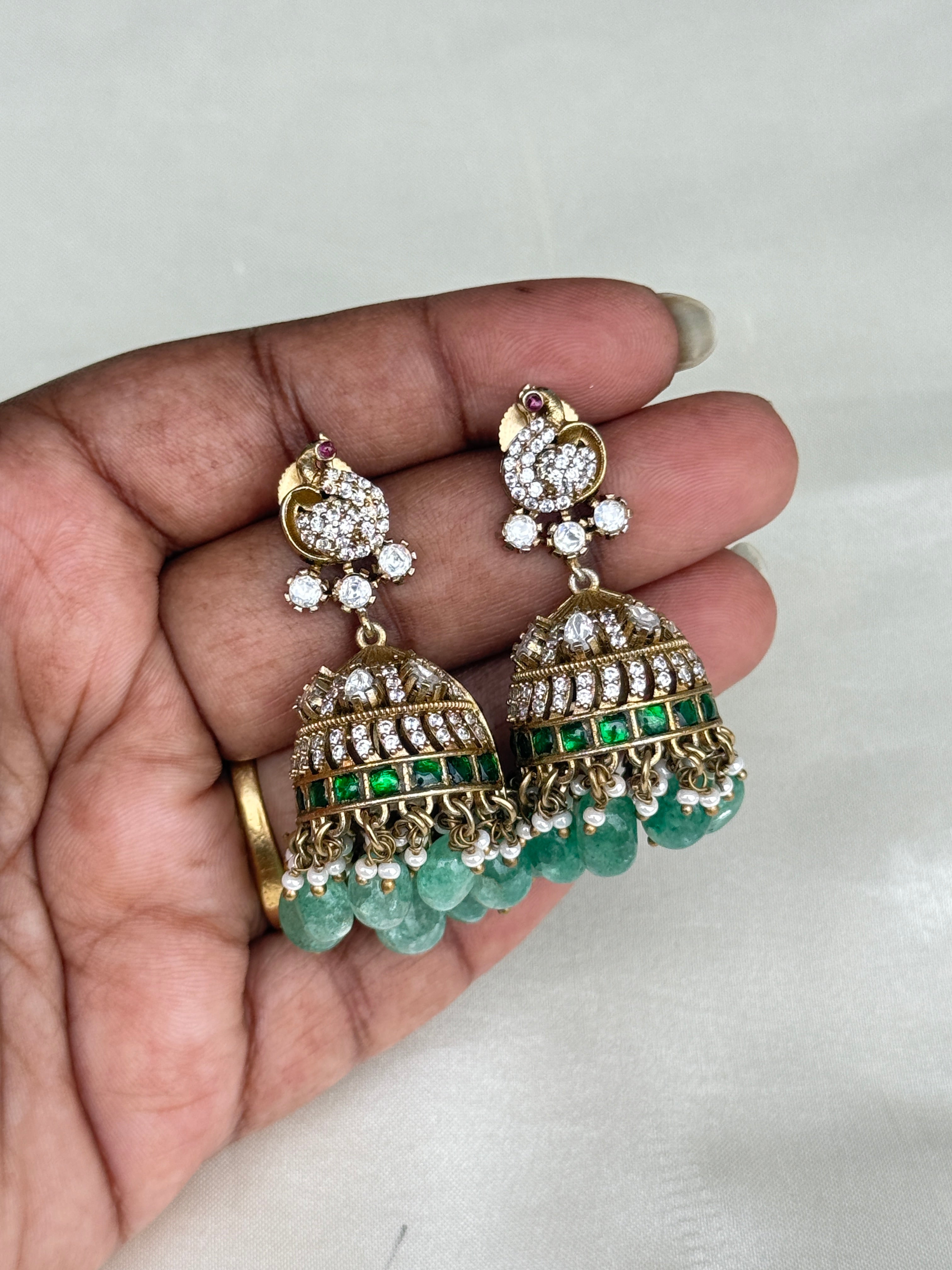 Er120 jadau Kundan moissanite butta Earrings