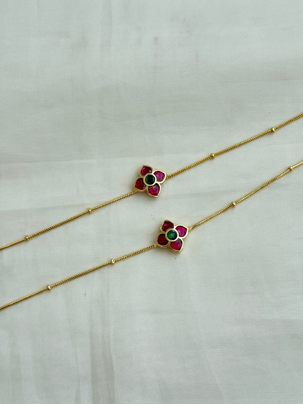 Ak100 jadau Kundan flower anklets