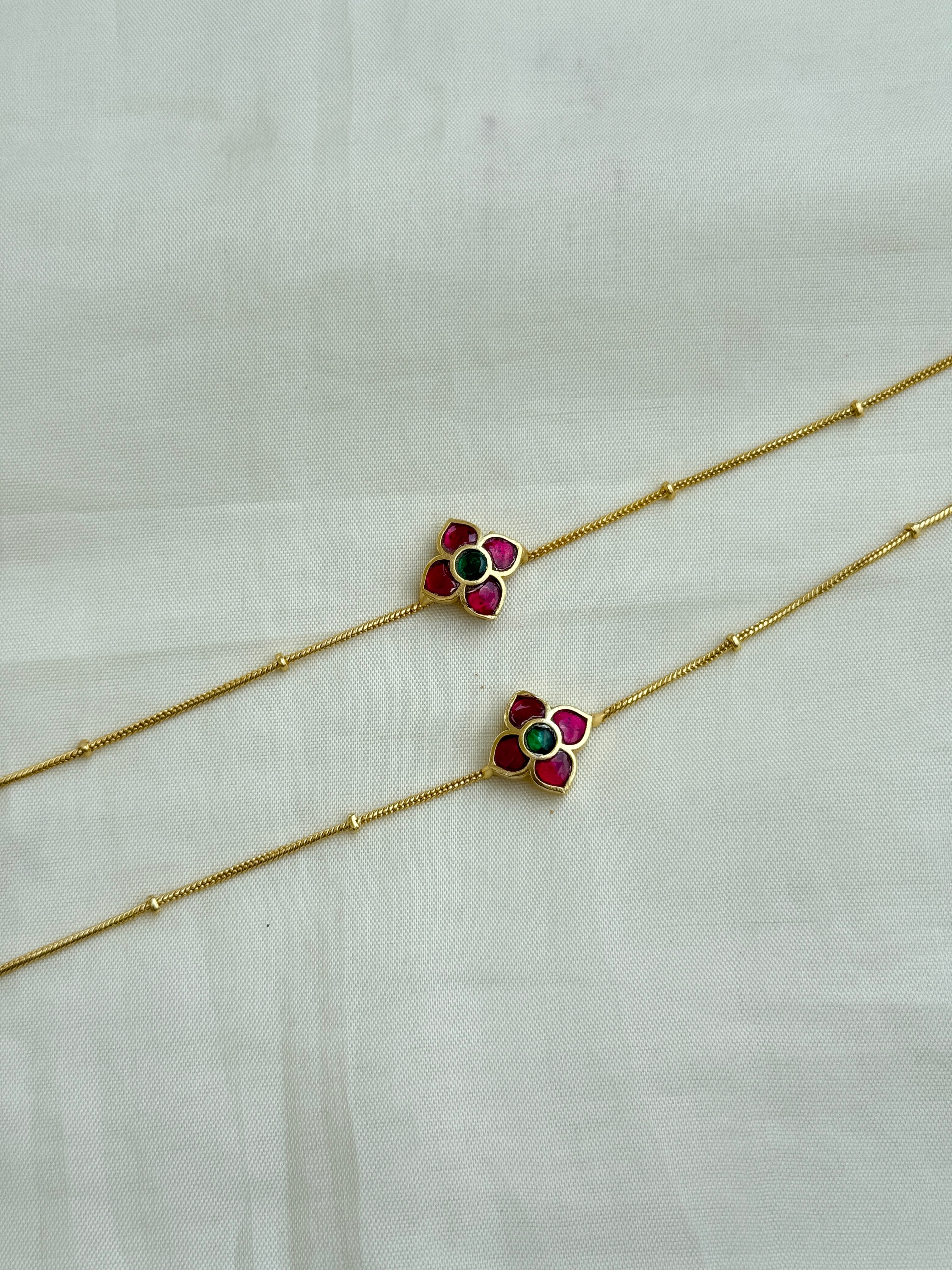 Ak100 jadau Kundan flower anklets