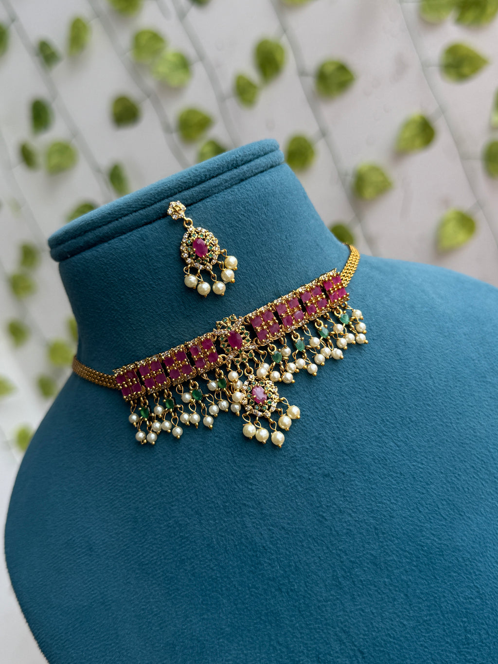 Ns867 multi choker neckset with earrings for kids
