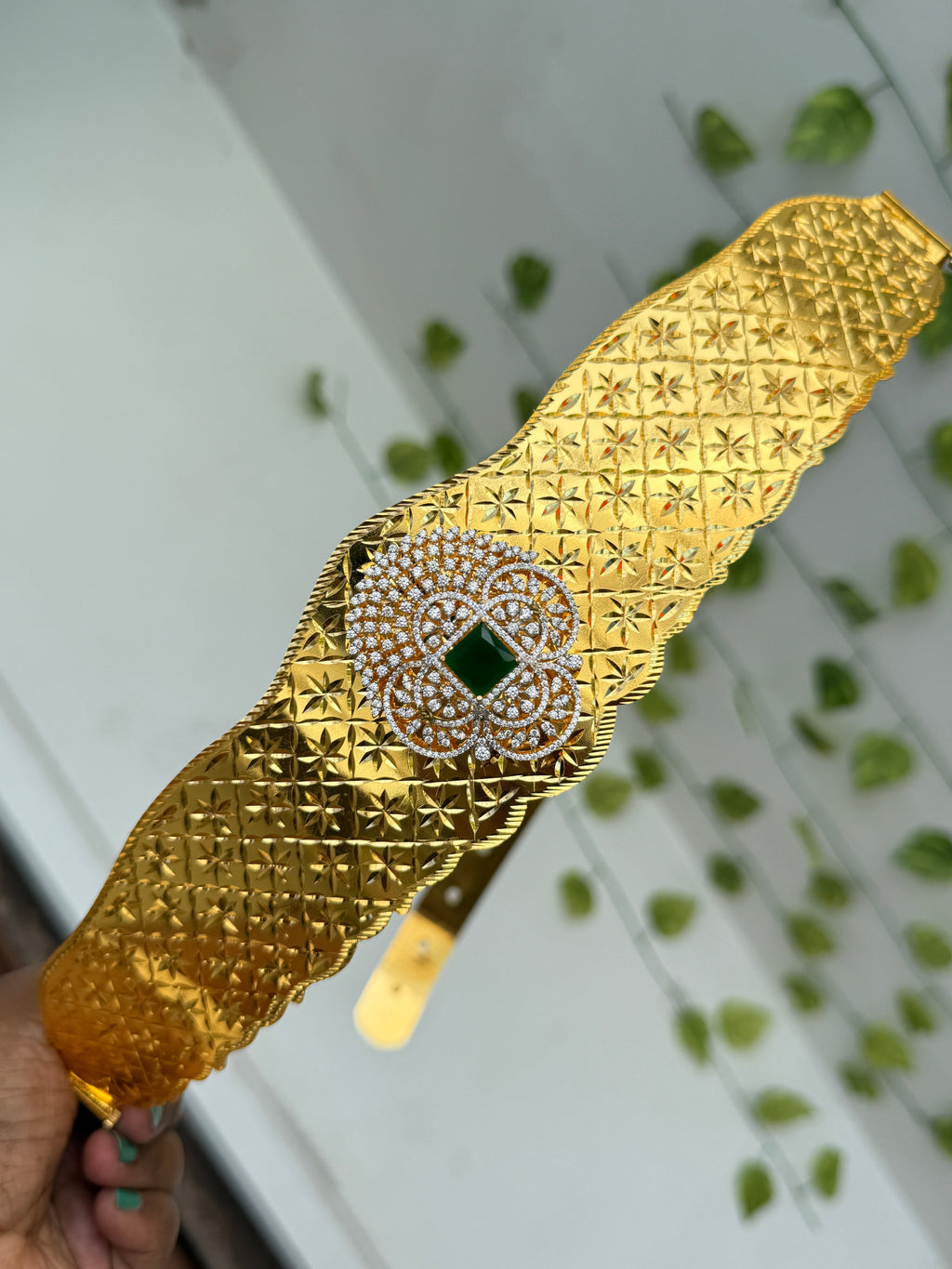 Hb708 diamond replica green stone textured adults hipbelt