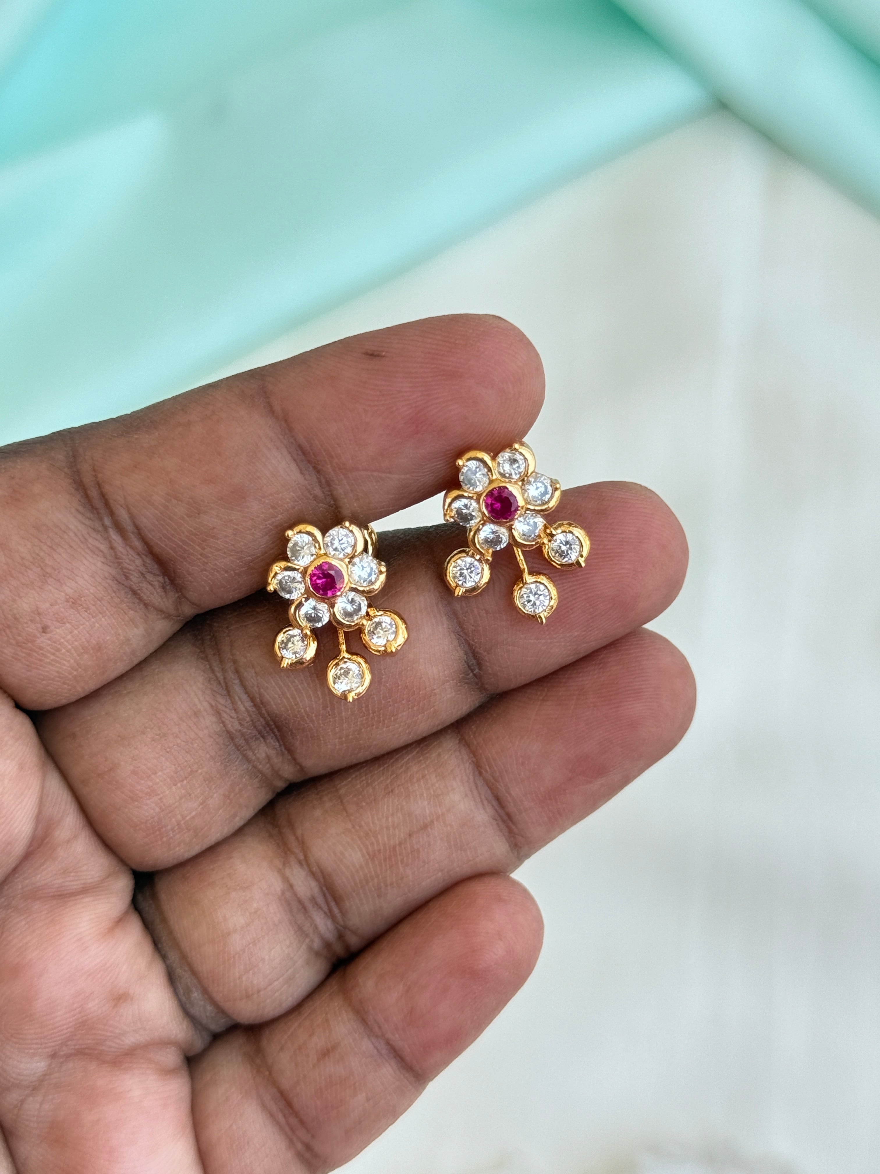 Ph518 panchaloham 2 in 1 with frame without frame hanging back screw earrings