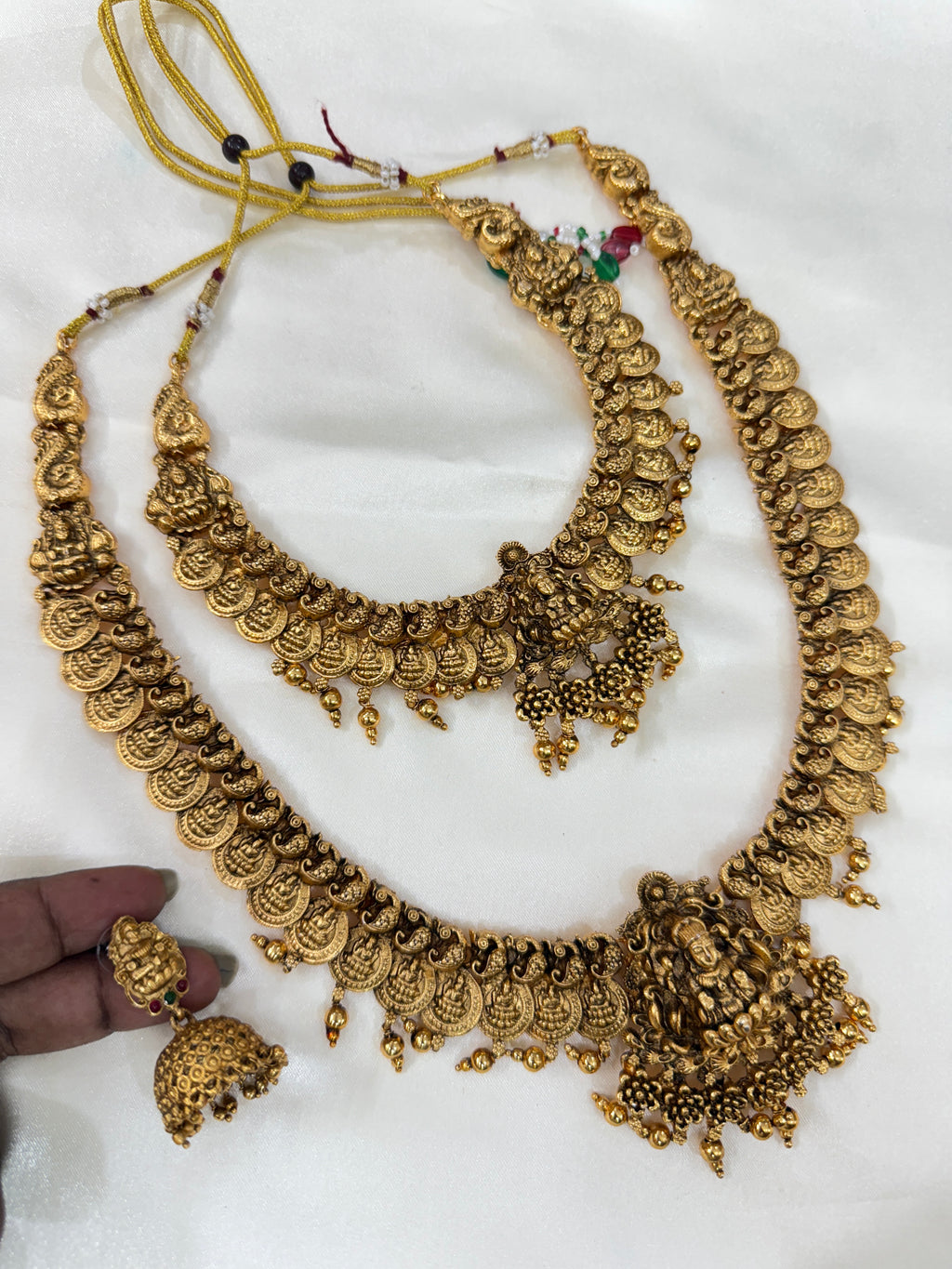 Bs101 Lakshmi Devi kasu bridal set short neckset and long haram