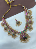 NS624 pure peacock jadau kundan Neckset with rice pearls