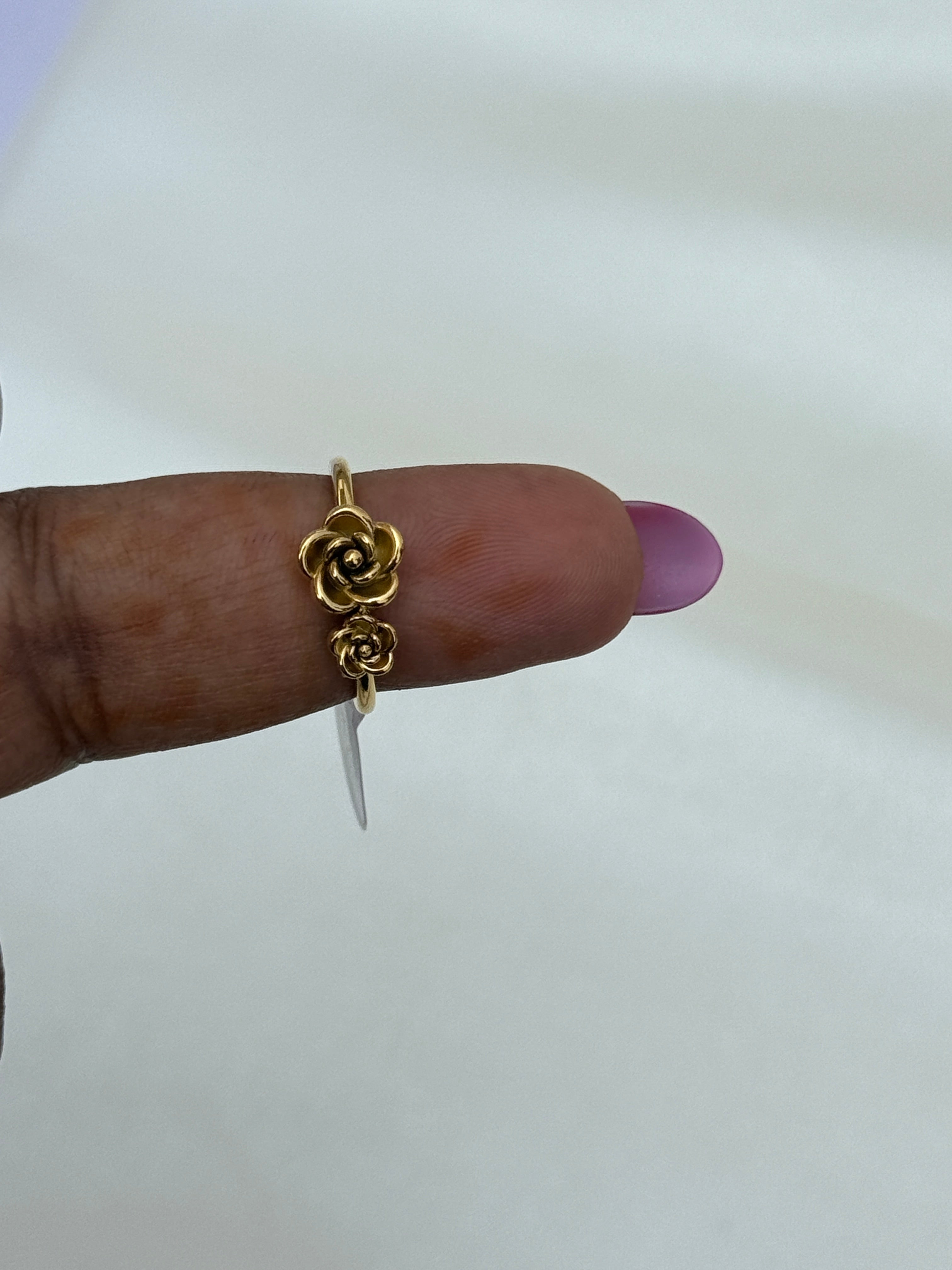 Rg061 anti tarnish 2 flower ring