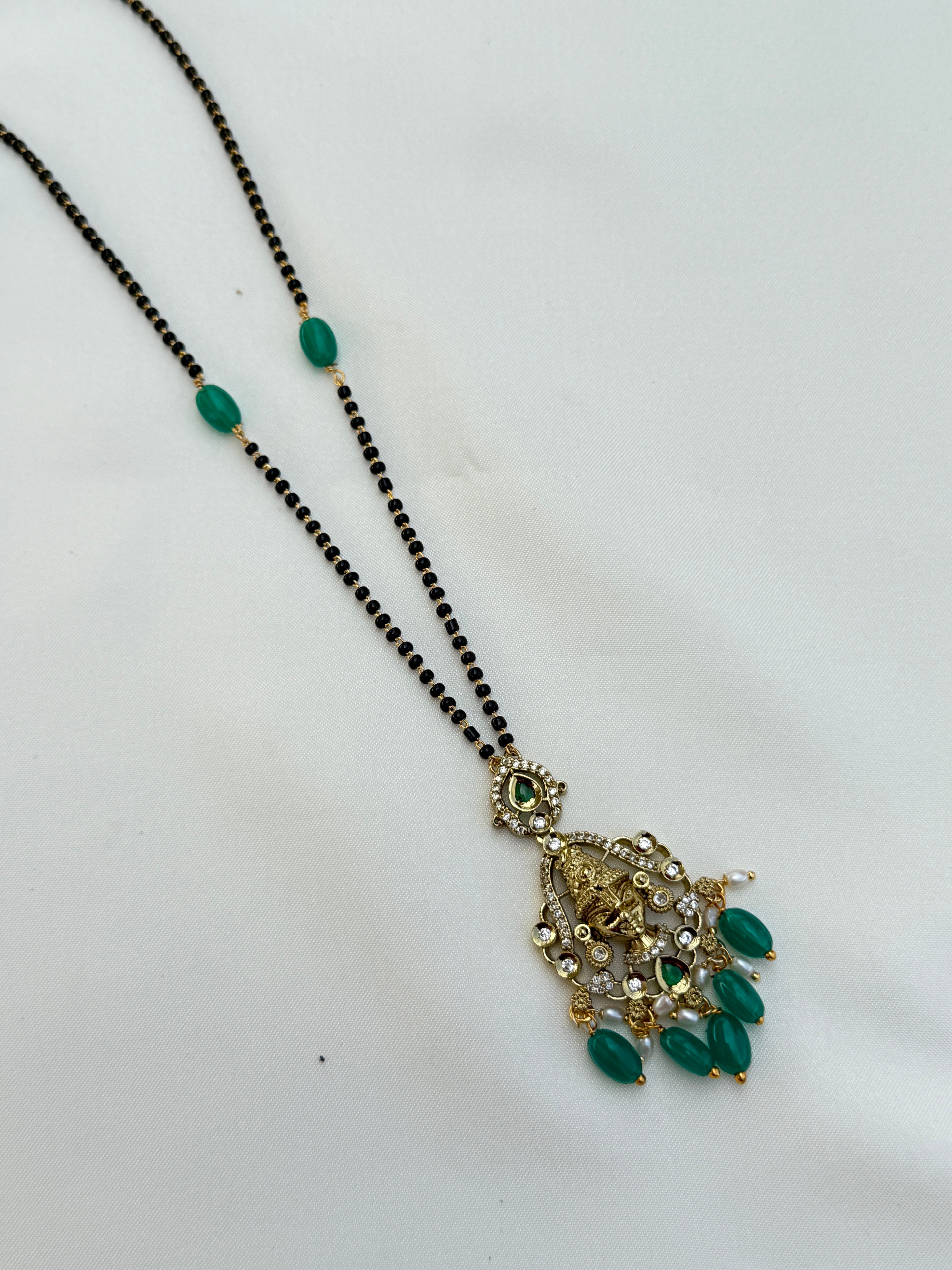 Bb029 single line green bead   lord Venkateshwara Swamy blackbeads