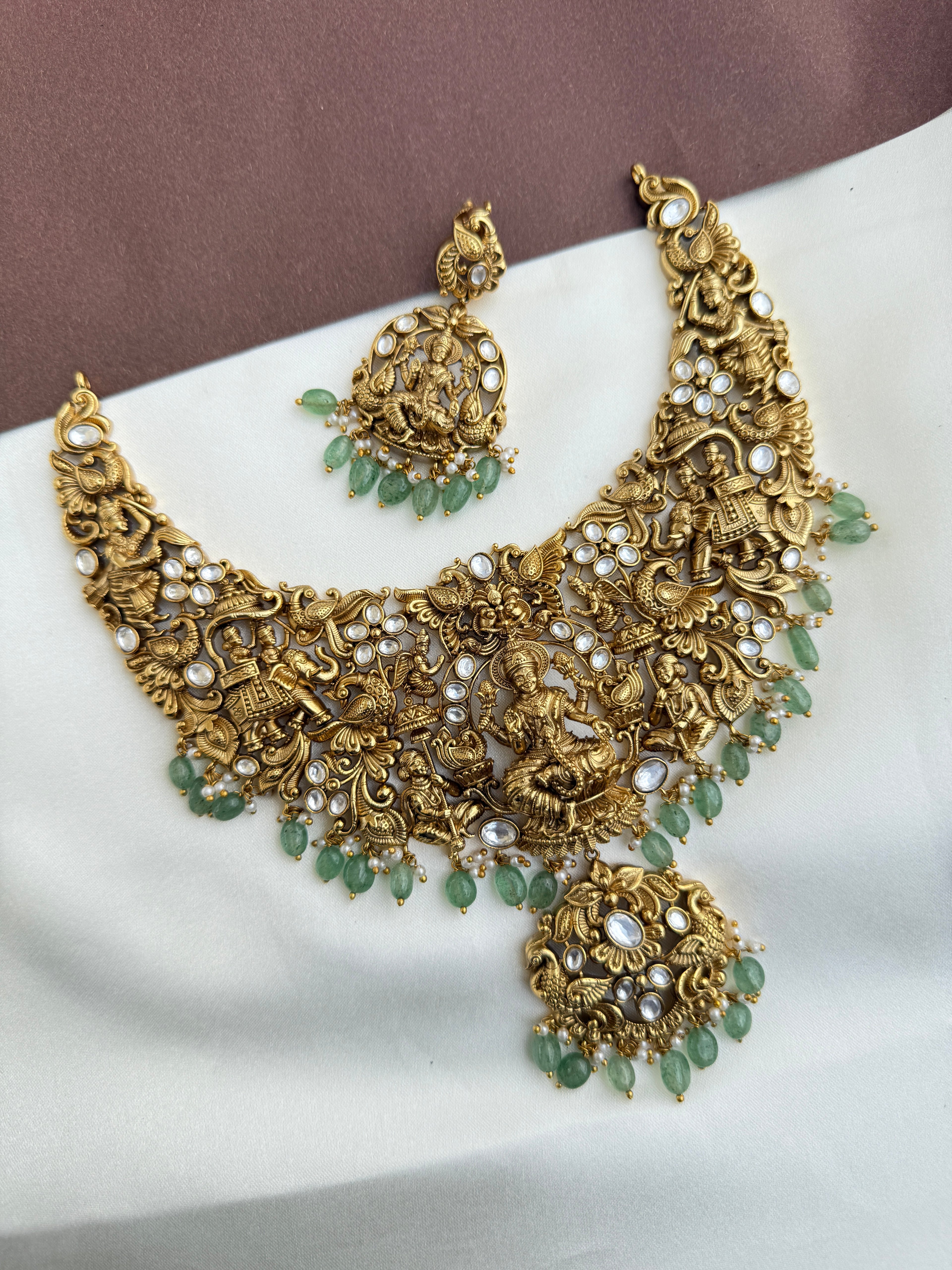 Ns362 nakshi moissanite beautiful heavy neckset