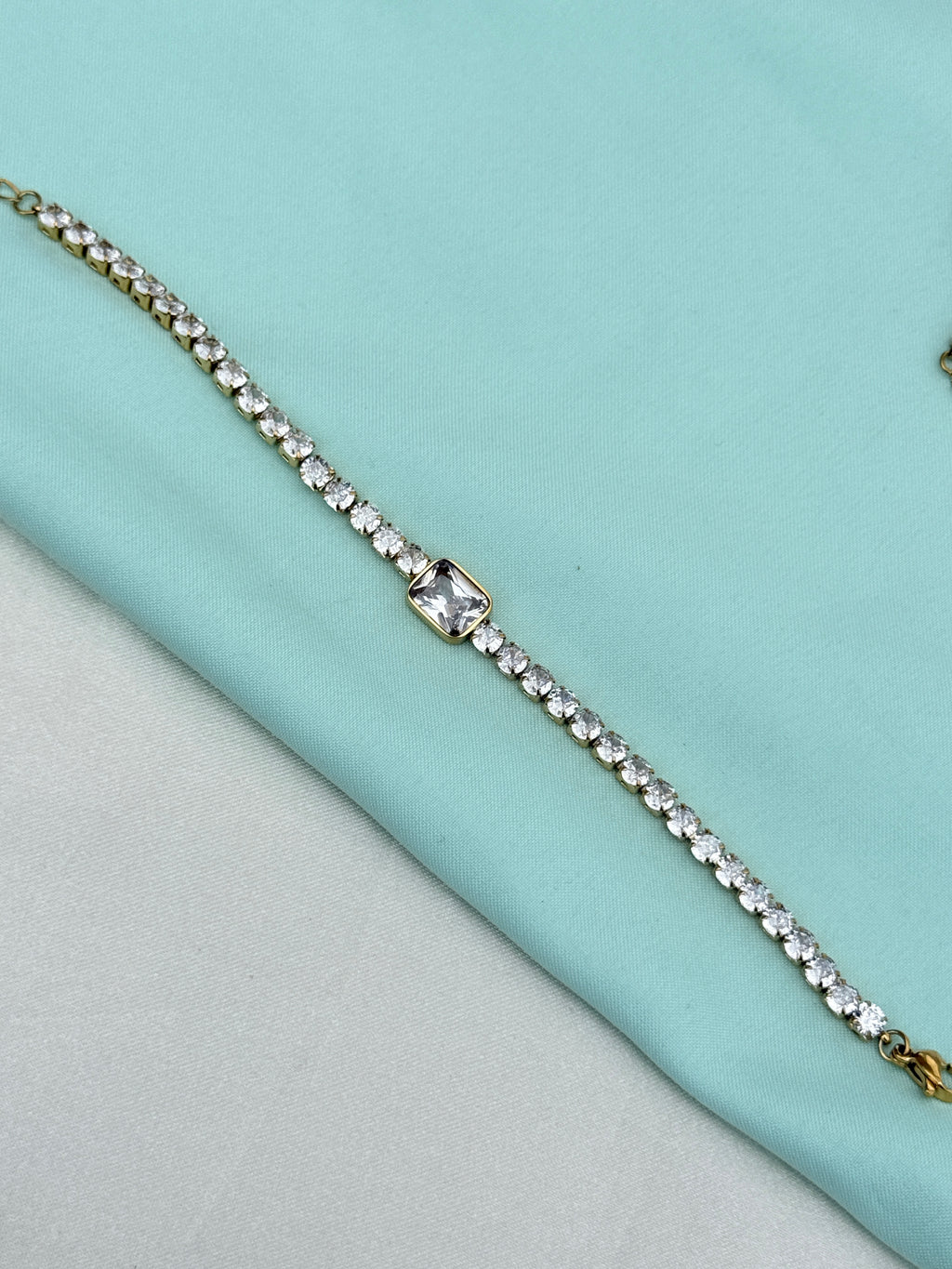 Ab608 anti tarnish full stones 8 inches 2.4 to 2.6 adjustable chain bracelet