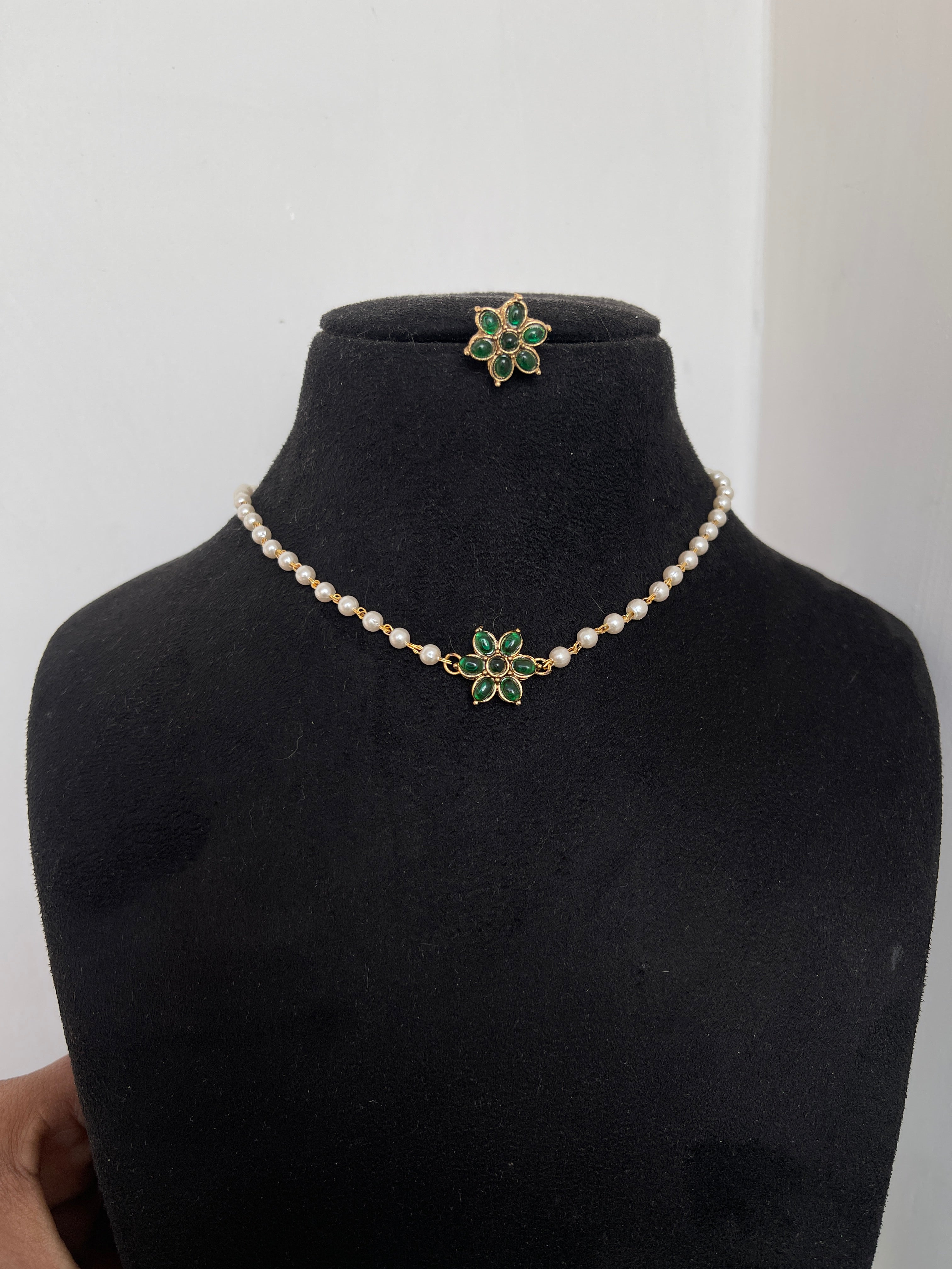 Pearl choker for kids and adults with earrings ch006