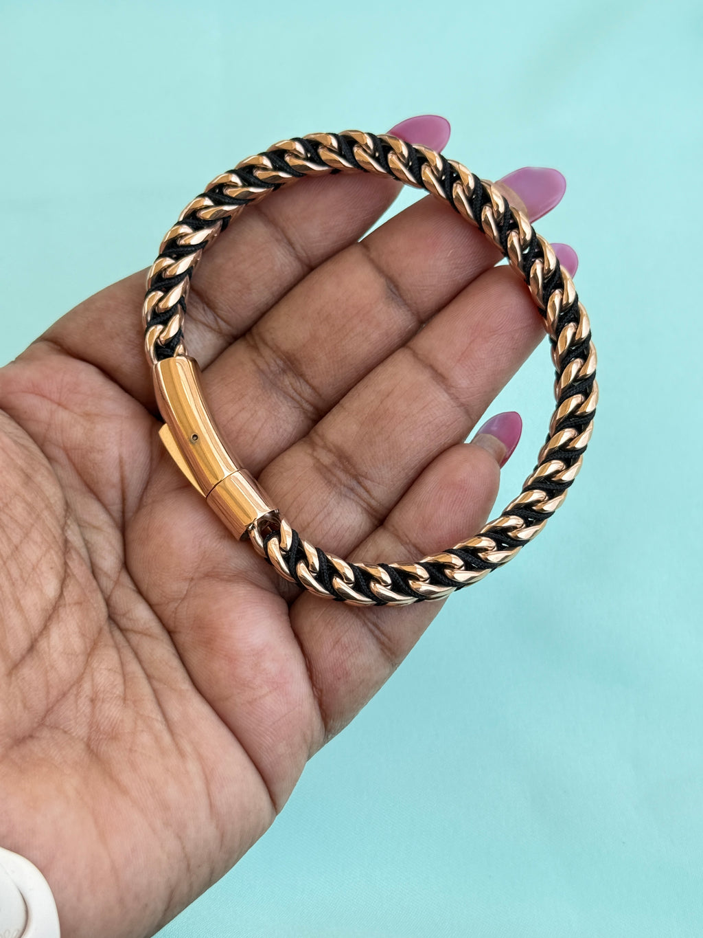 Mn020 mens anti tarnish rose gold openable bracelet suits for 2.6 to 2.8 size