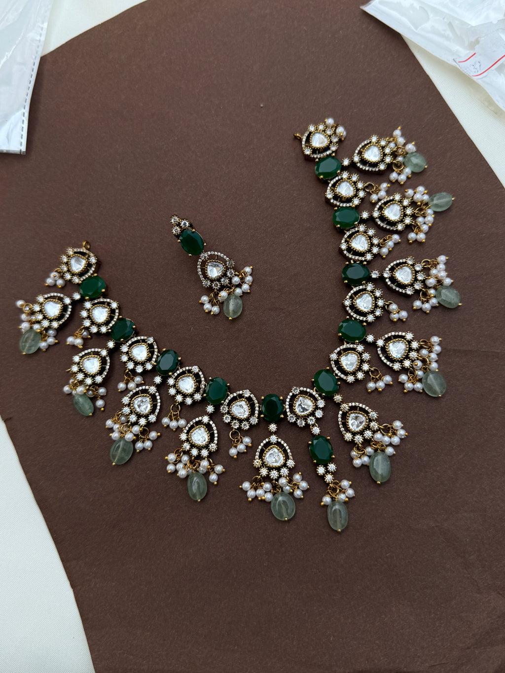 Ns710 moissanite emerald heavy Neckset