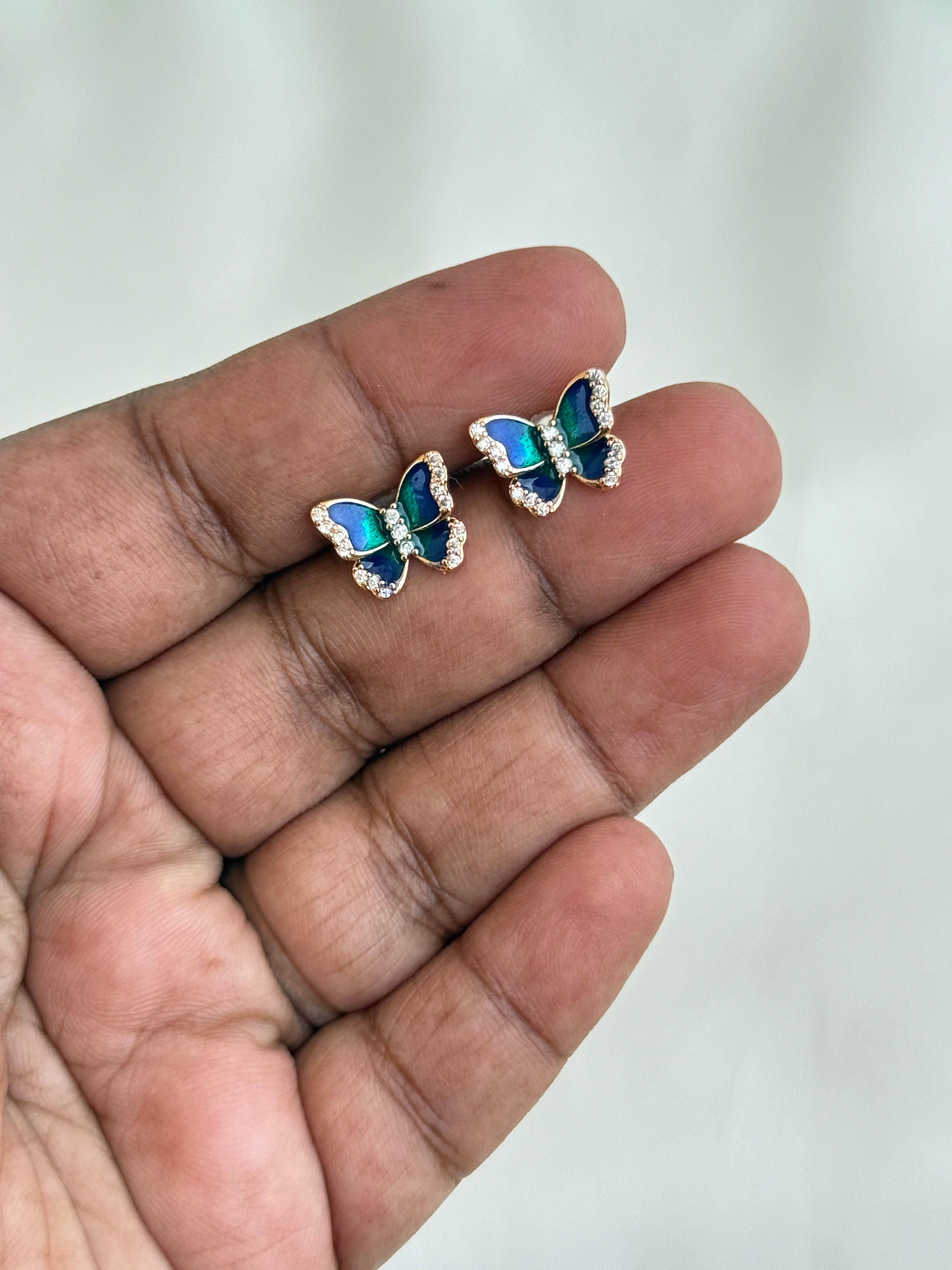 St101 Anti tarnish butterfly rose gold back push studs
