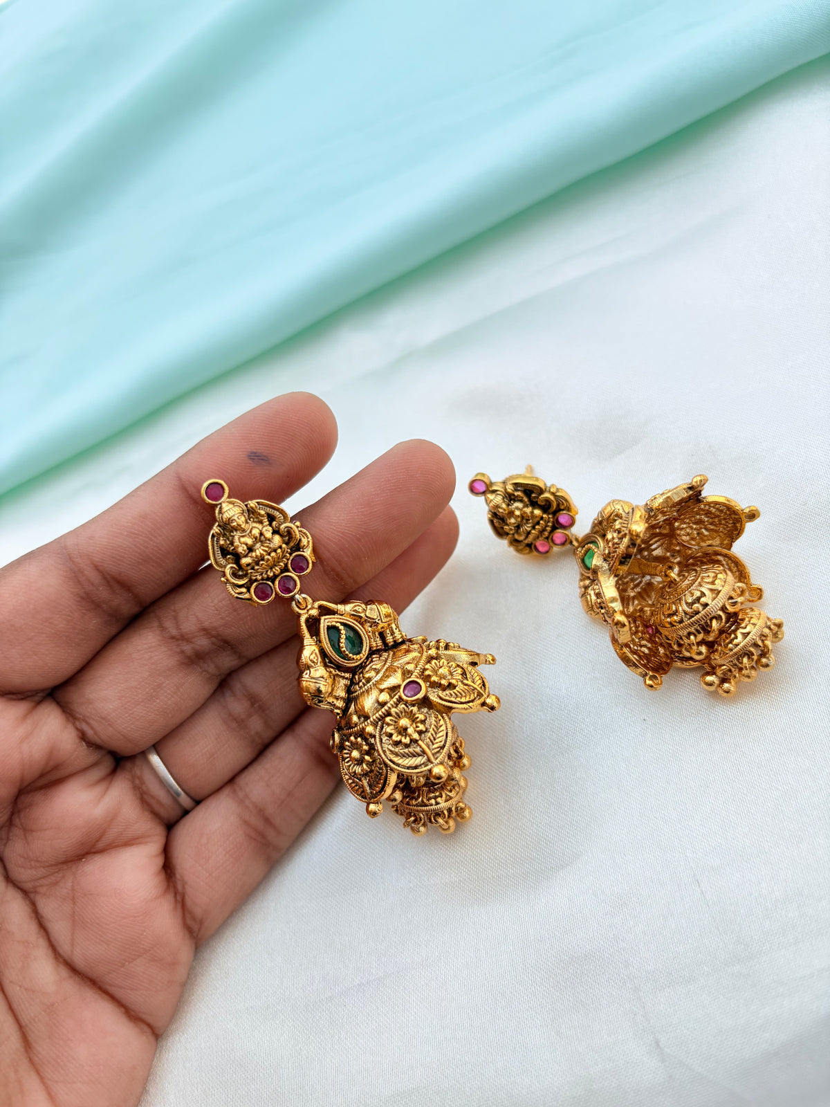 Matt gold Lakshmidevi butta earrings Er956
