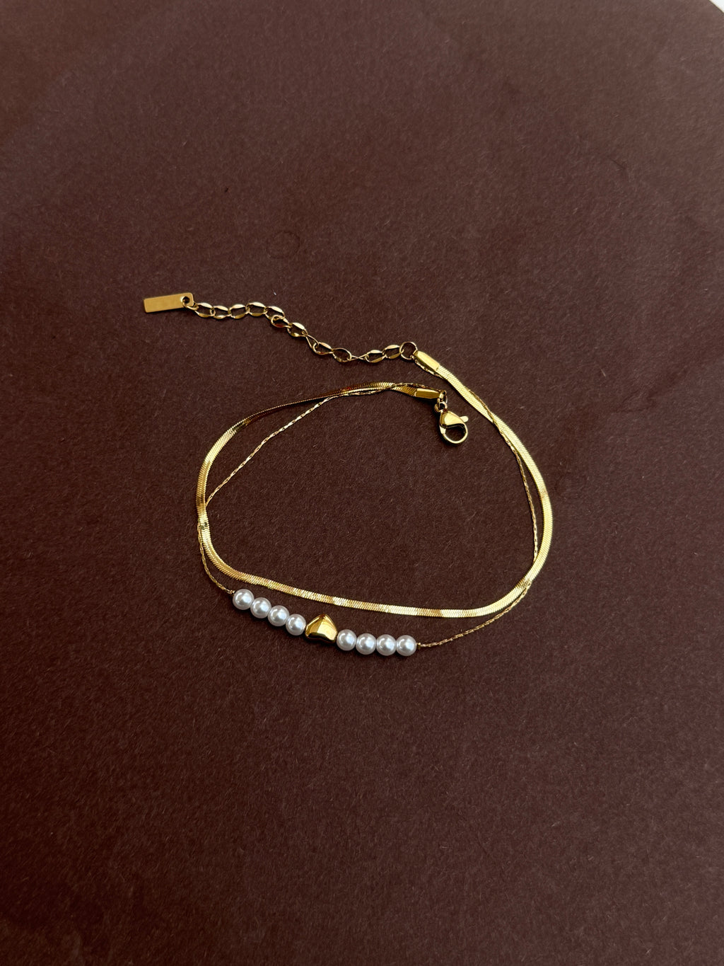 Ak131  anti tarnish  2 lines pearl anklets 1 piece 399 and for 2 pieces 798