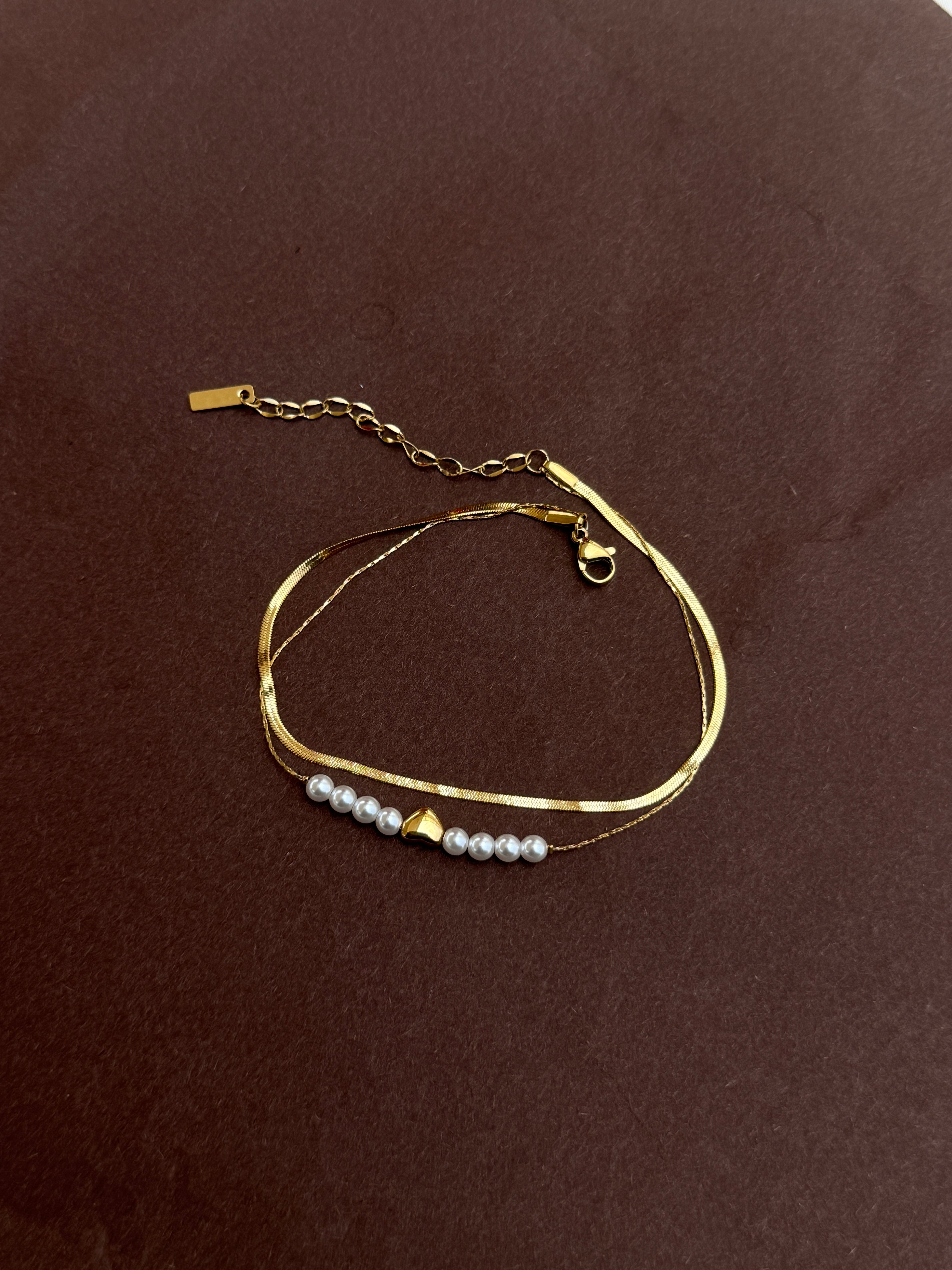 Ak131  anti tarnish  2 lines pearl anklets 1 piece 399 and for 2 pieces 798