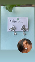 Silver dual butterfly hanging ER6274