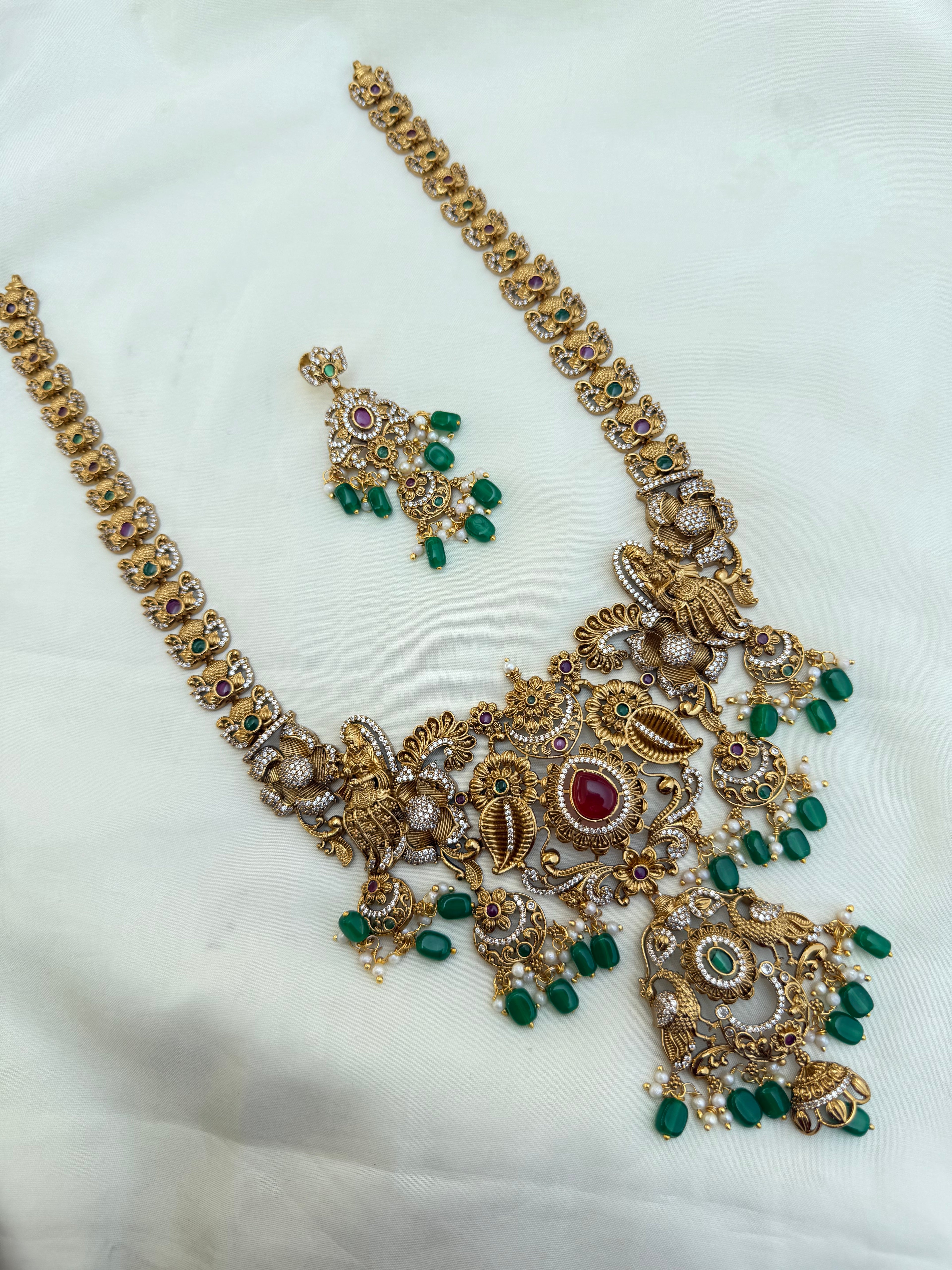 Lh202 long heavy haram with green beads