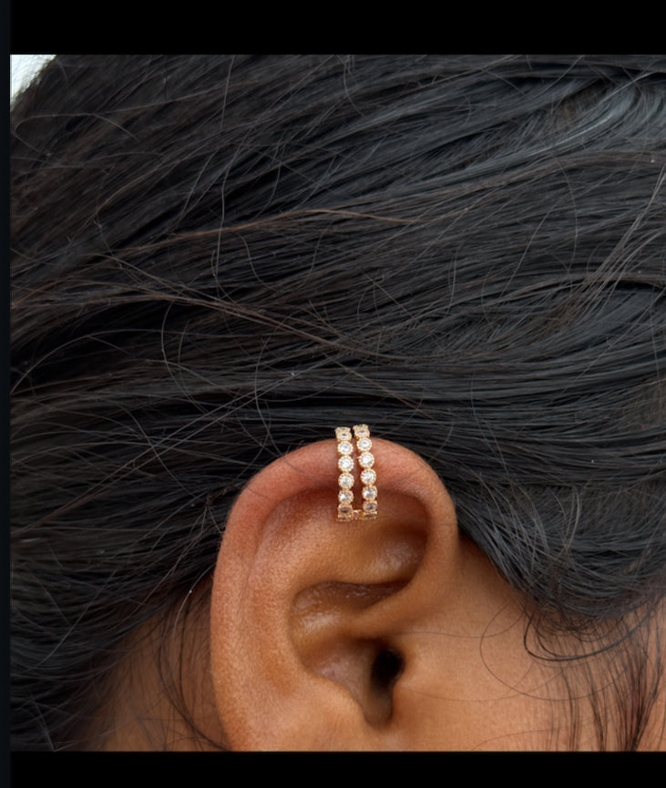 Er009 2 lines stone  earcuffs..