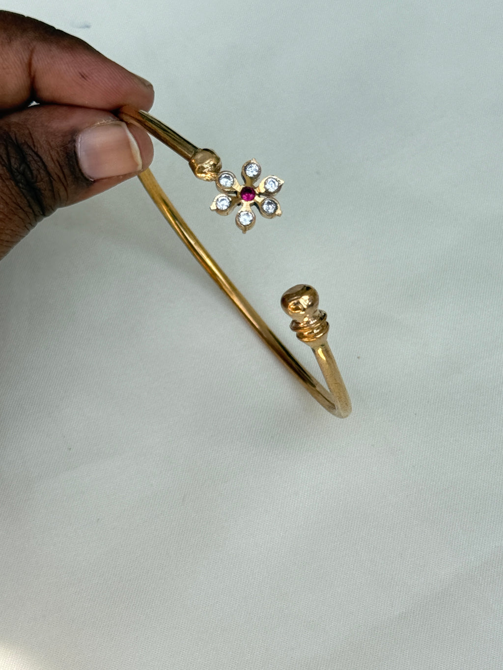 Br533 panchaloham flower kada adjustable bracelet