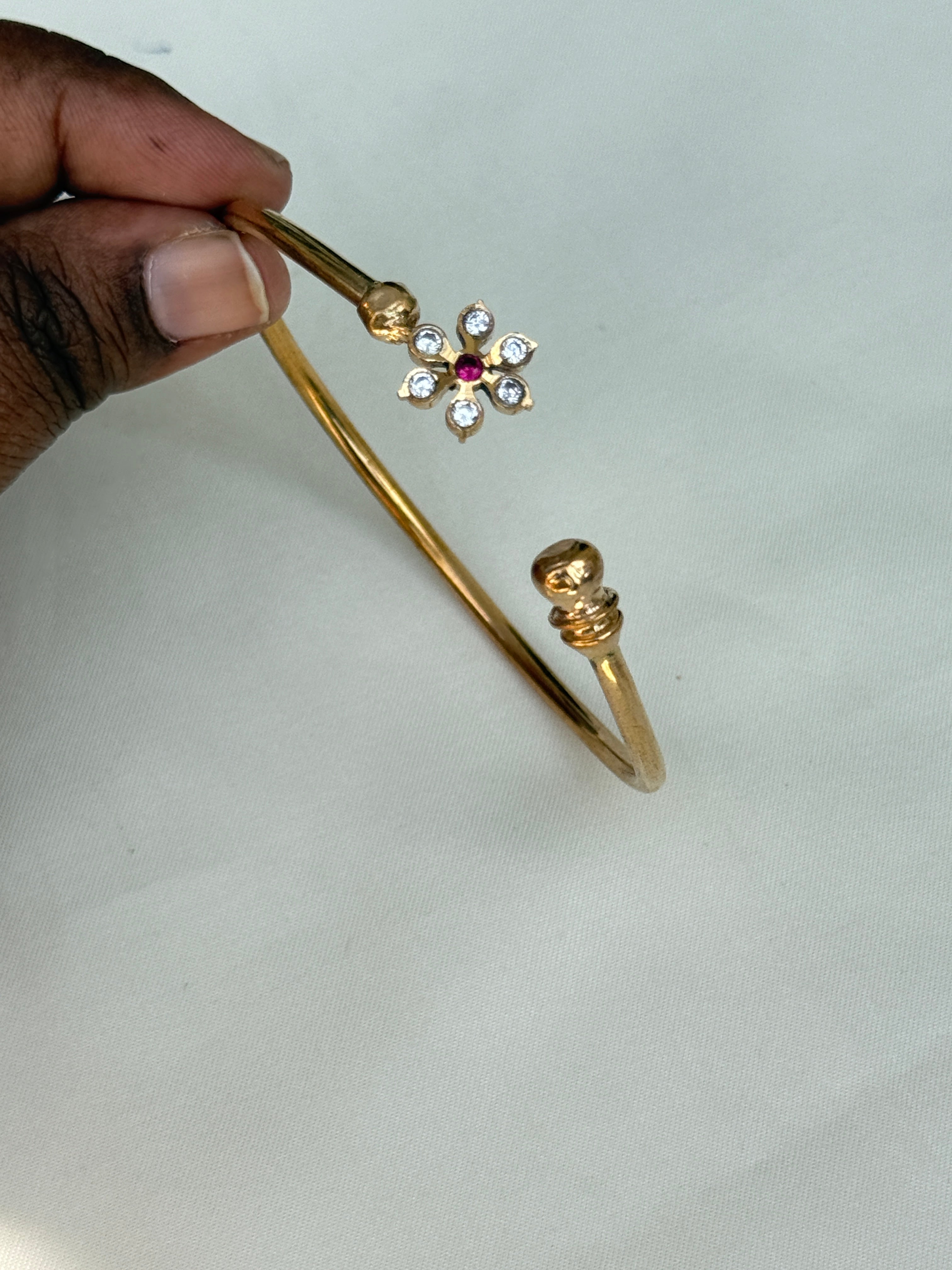 Br533 panchaloham flower kada adjustable bracelet