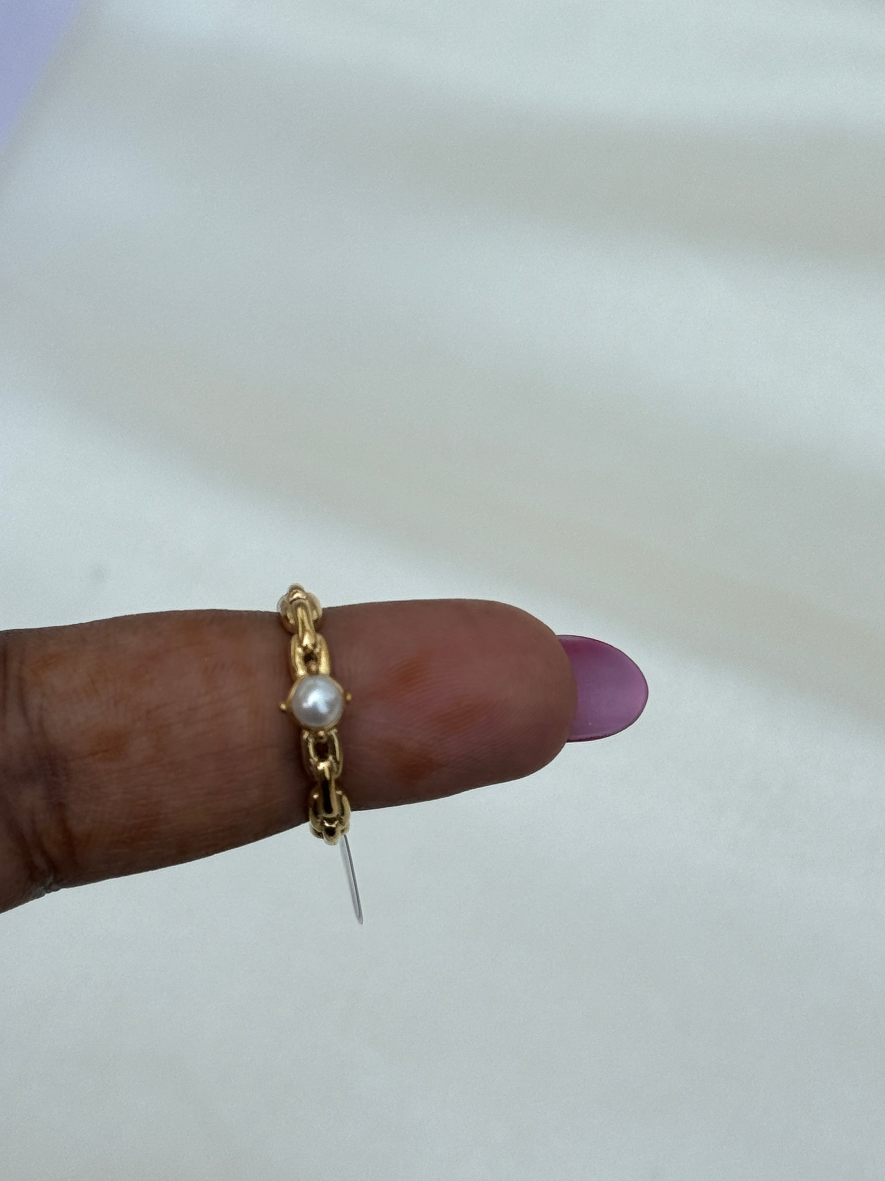 Rg065 anti tarnish pearl finger ring