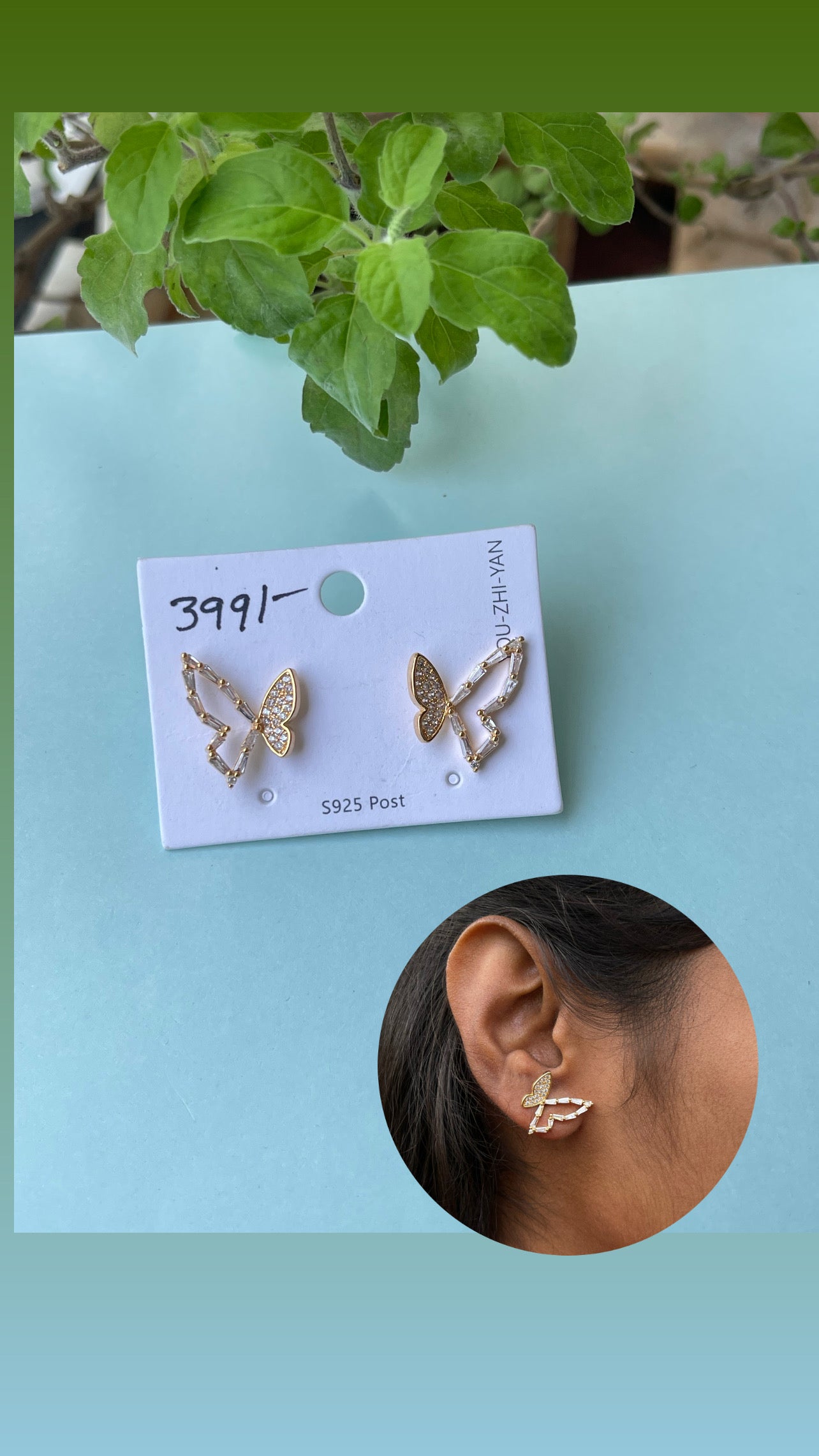 Gold butterfly studs Color won't fade