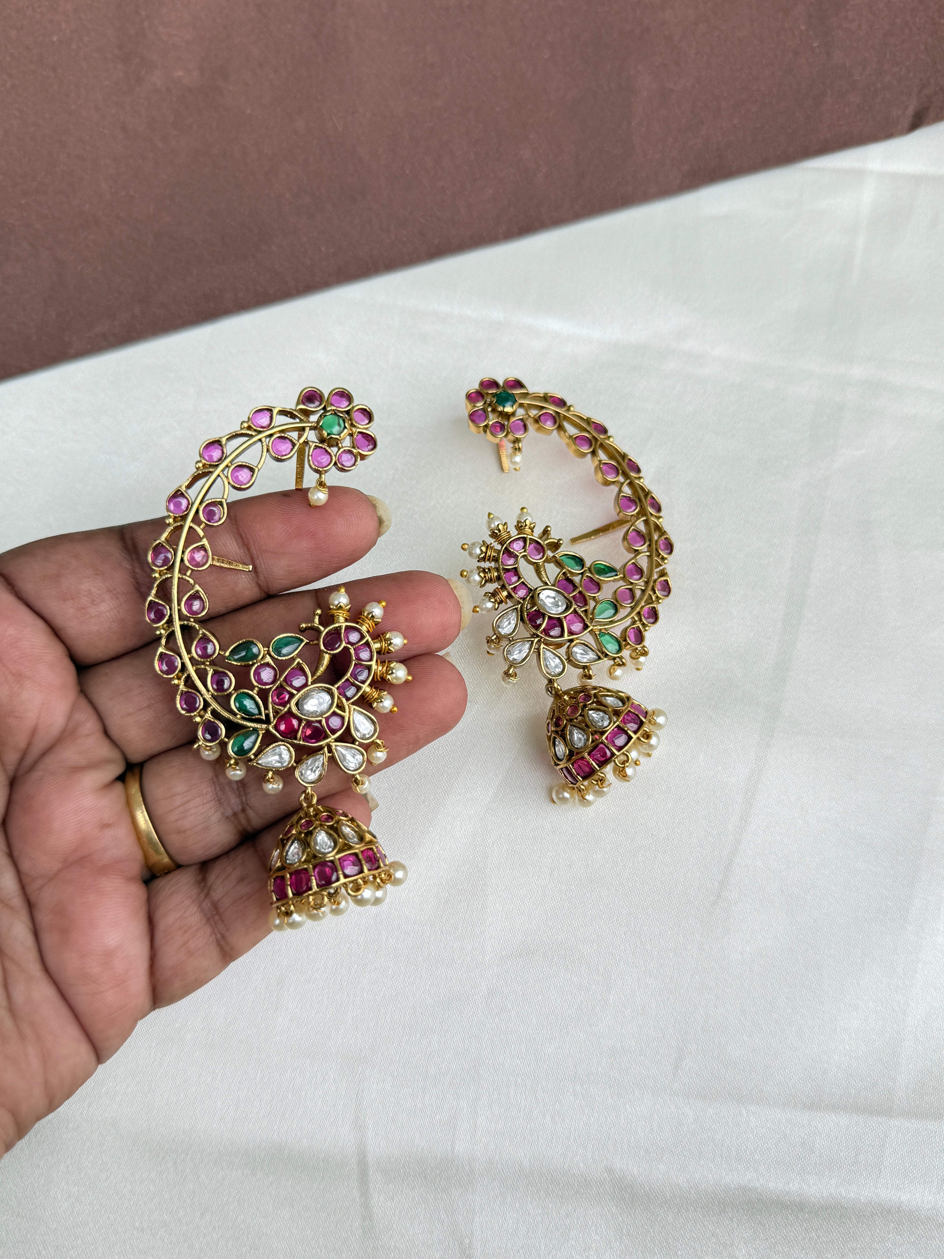 Er102 peacock kemp uncuts earcuffs