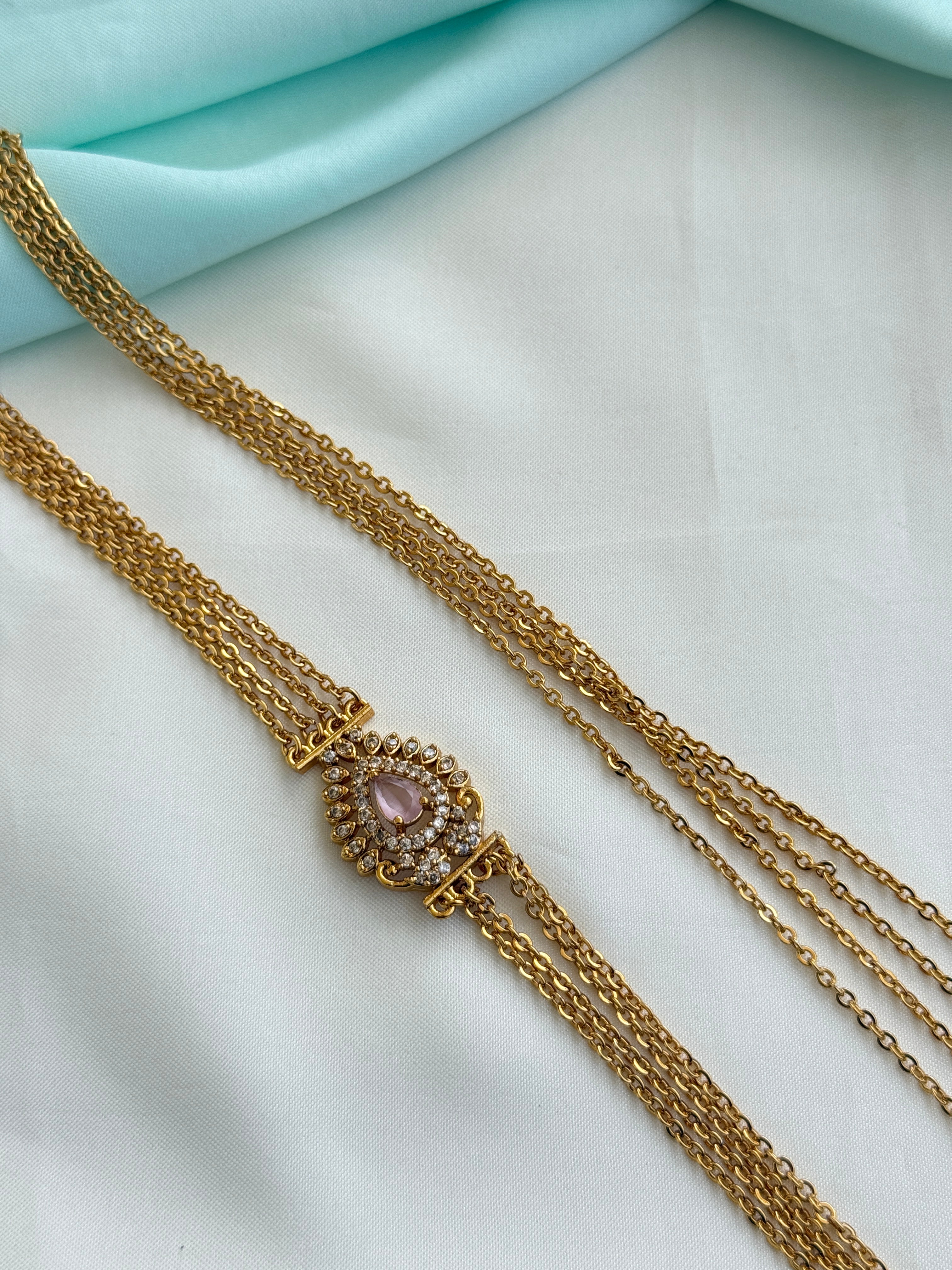 Ch5090 Chandraharam with side pendent 4layers in 24inches