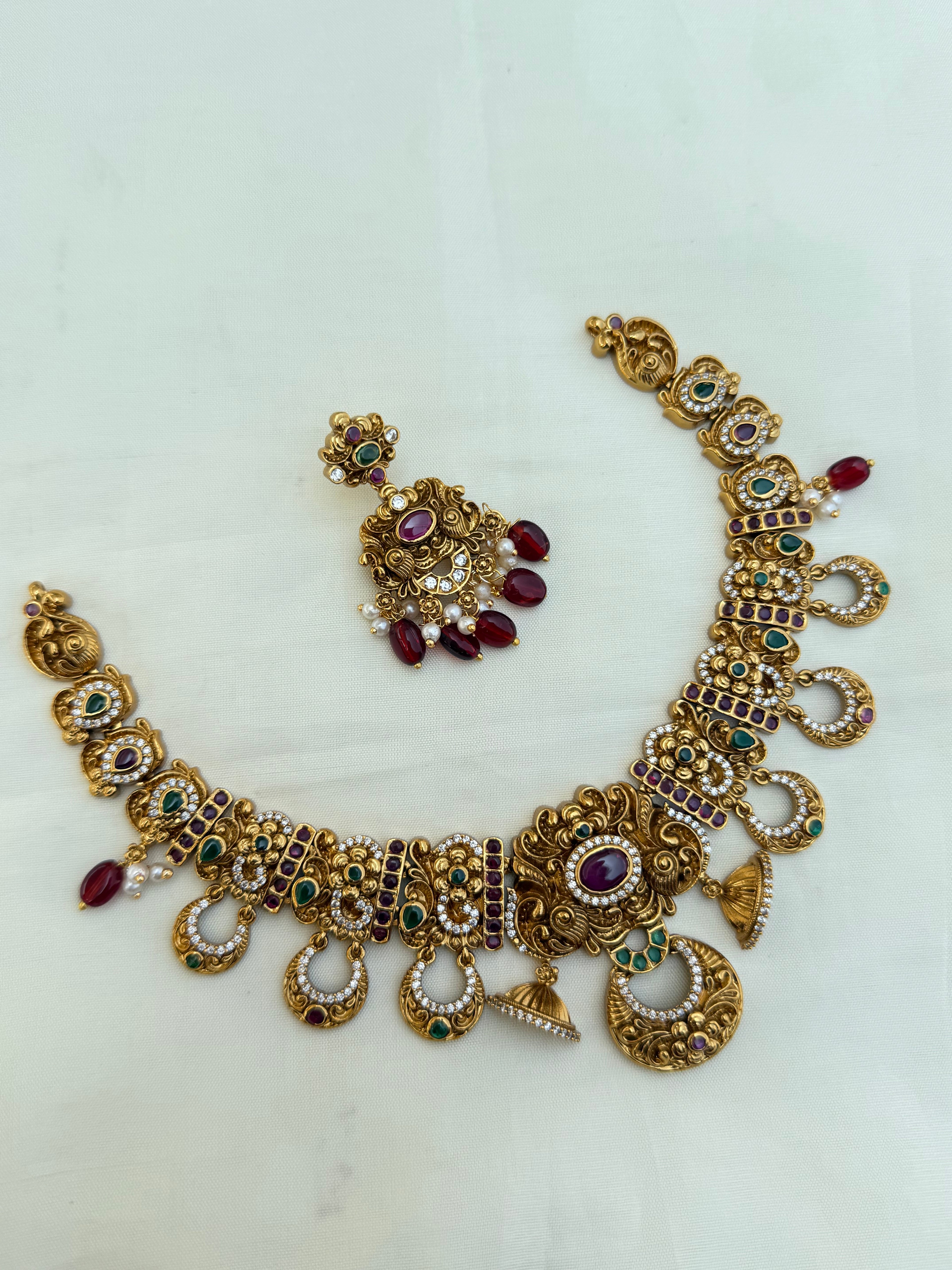 Ns30004 kemp nakshi flower neckset