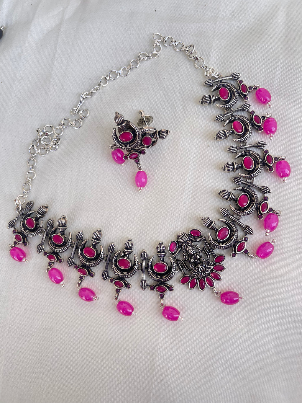Ox103 Laxmi devi oxidised neckset